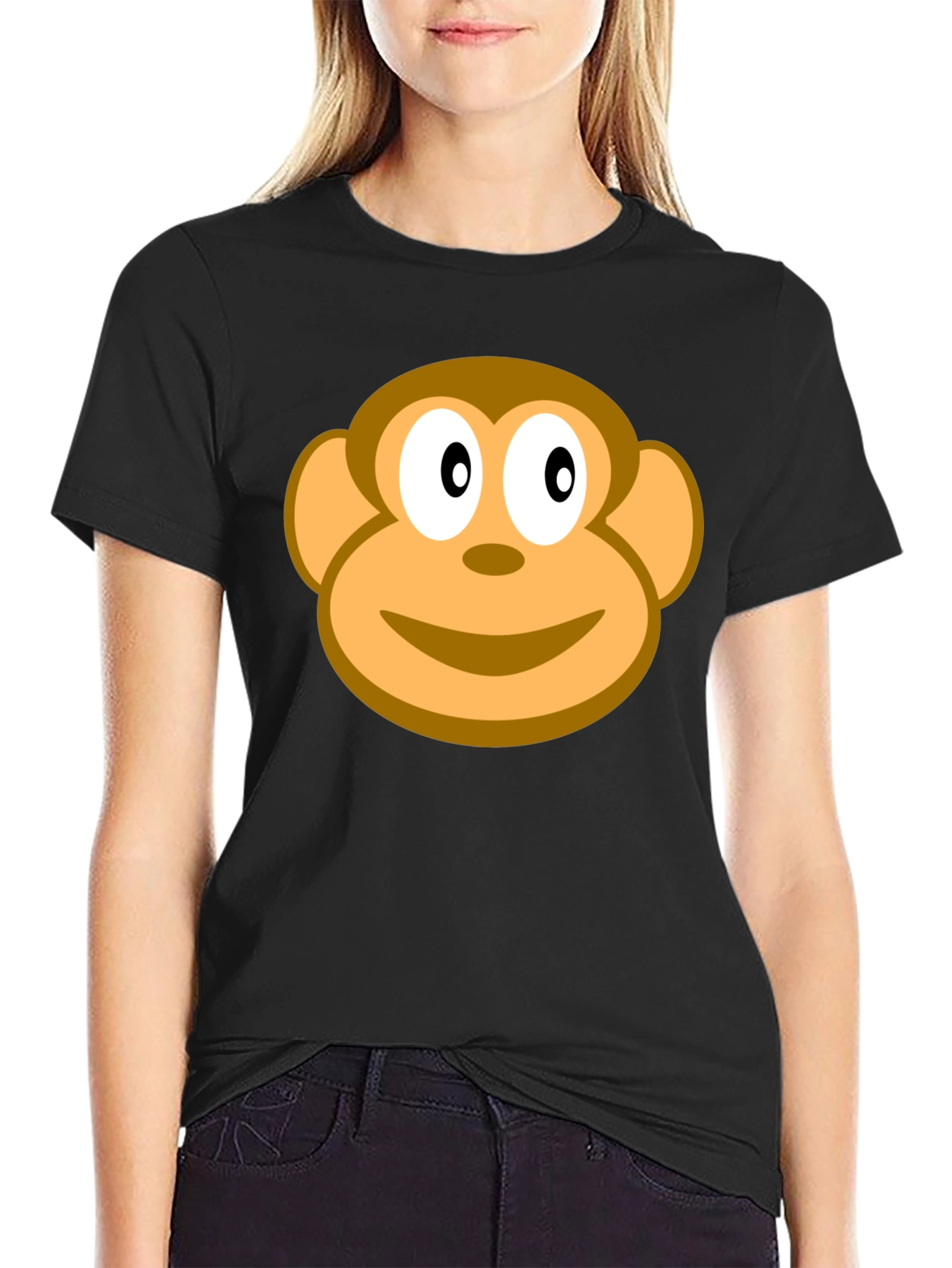 Black Monkey Face Graphic Black T-Shirt view 2