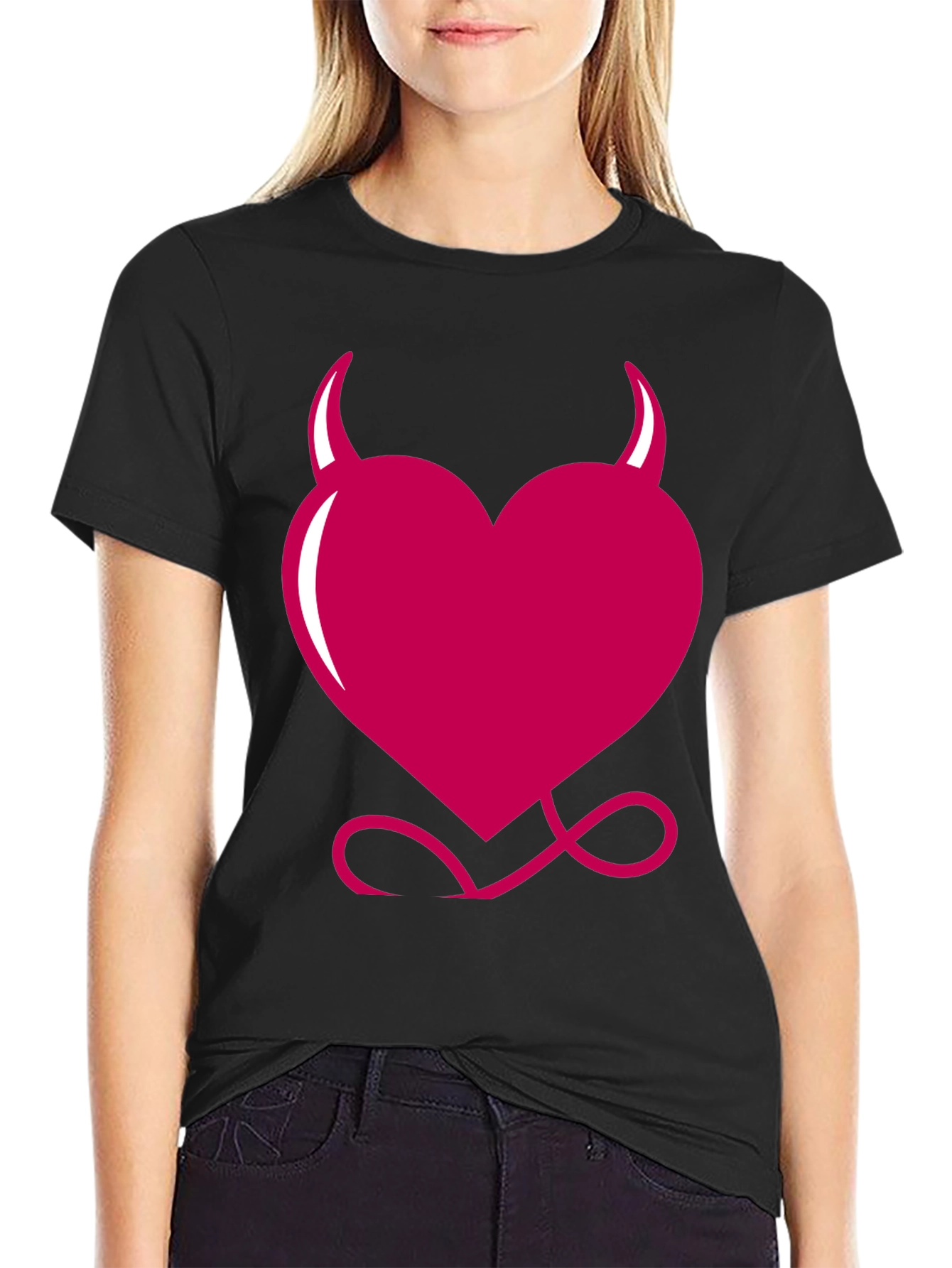 Black Devil Heart Graphic Tee - Black view 2