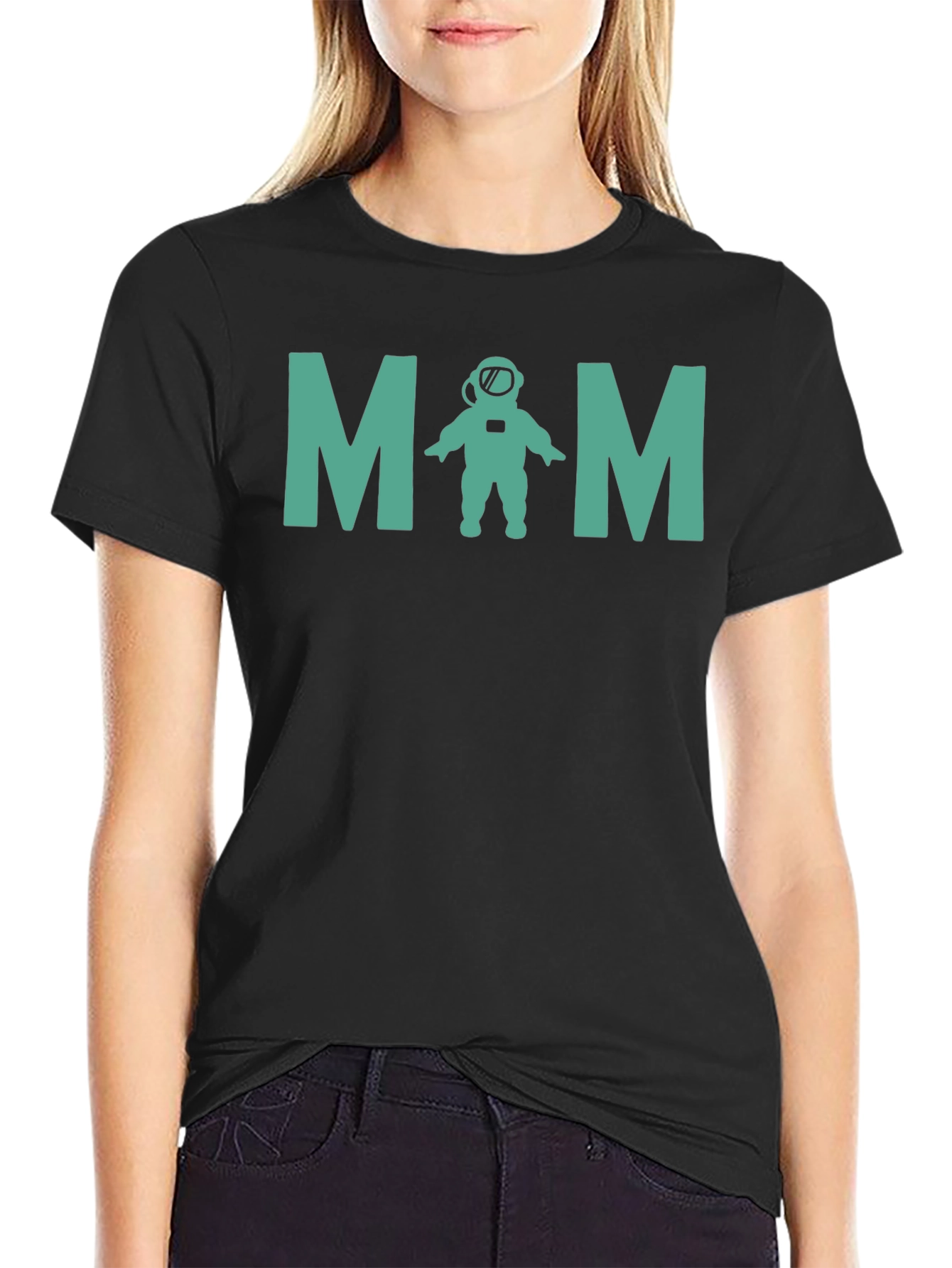 Black Astronaut Mom T-Shirt - Space Lover Tee view 2