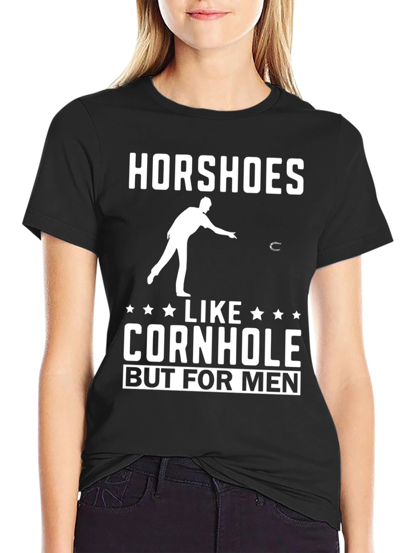 Black Horseshoes Like Cornhole But For Men T-Shirt view 2