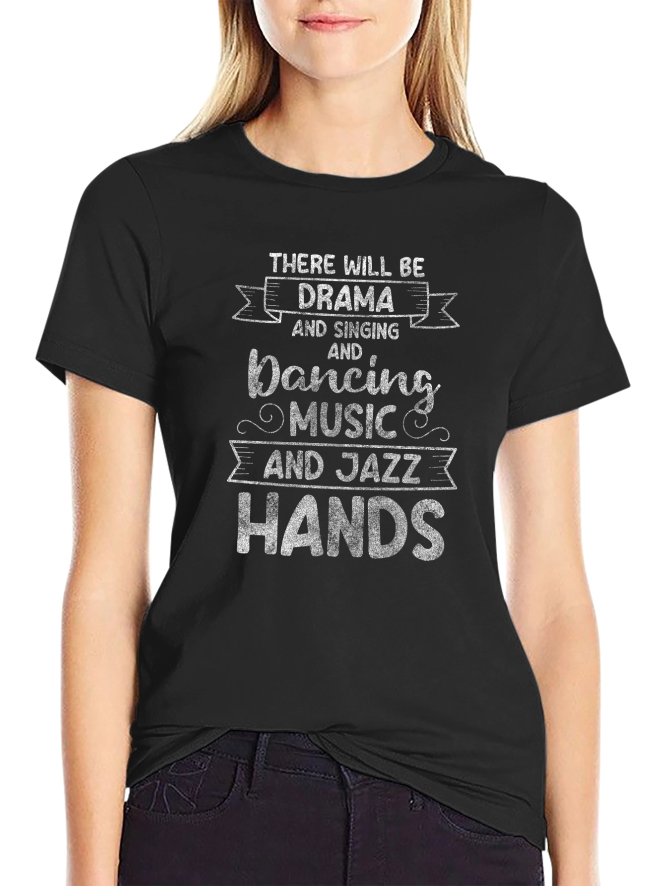 Black Drama & Singing Tee - Dancing, Music, Jazz Hands T-Shirt view 2
