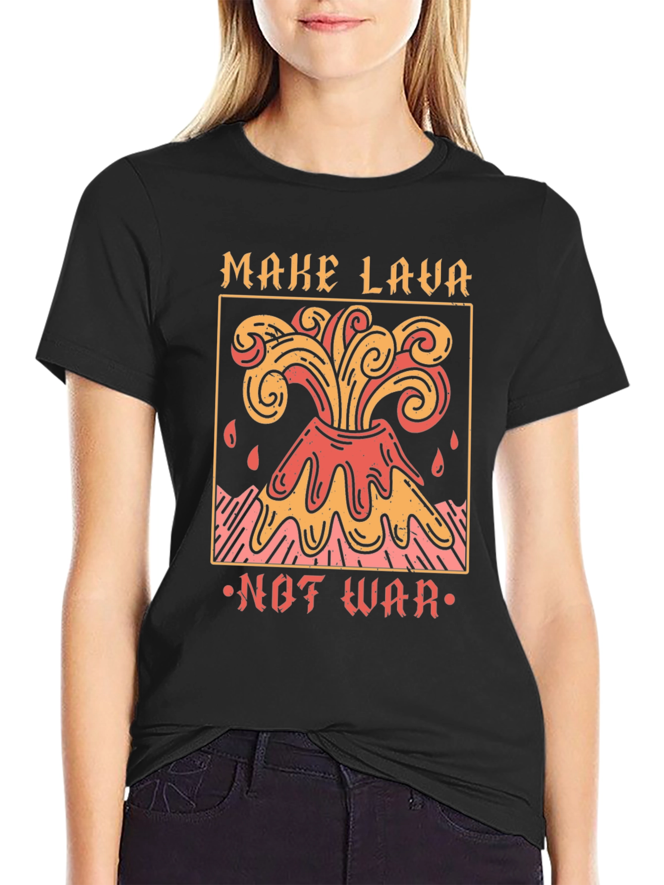 Black Make Lava Not War Graphic T-Shirt view 2
