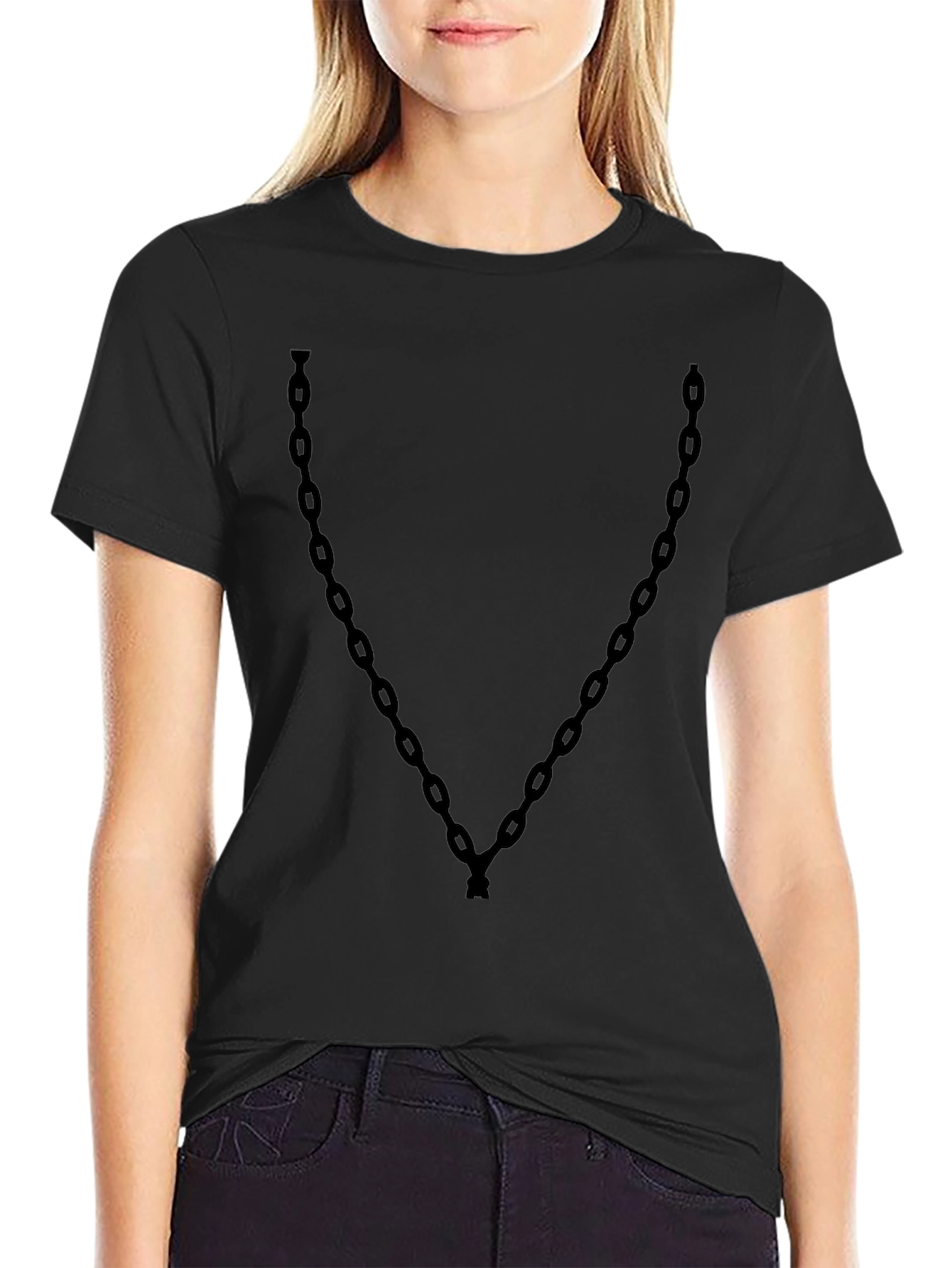 Black Chain Graphic T-Shirt - Casual Streetwear view 2