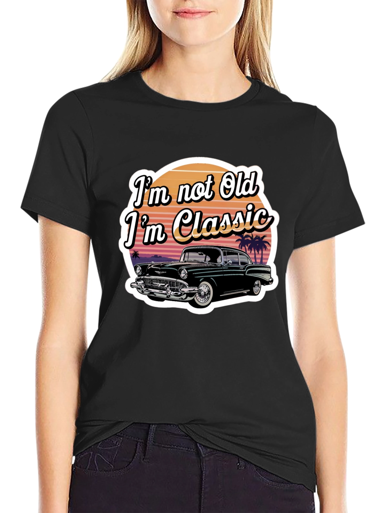 Black Classic Car T-Shirt - "I'm Not Old, I'm Classic" view 2