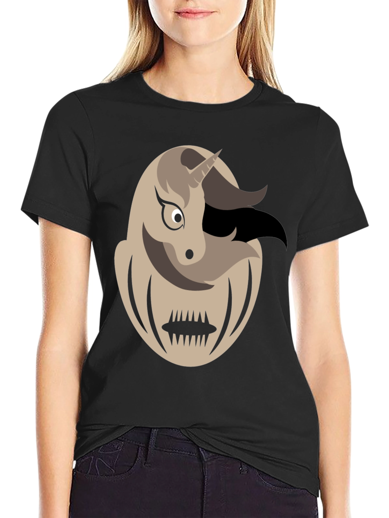 Black Unicorn Monster Graphic Tee - Men's Black T-Shirt view 2