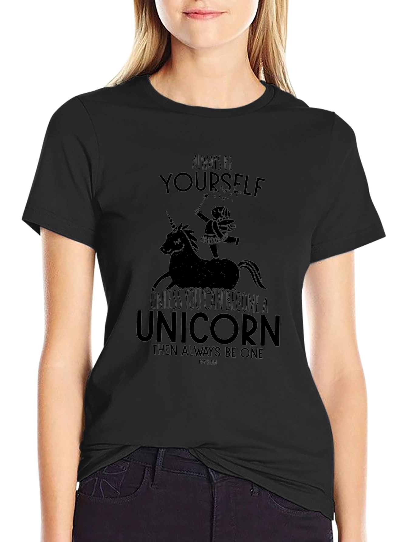 Black Unicorn Graphic Black T-Shirt view 2