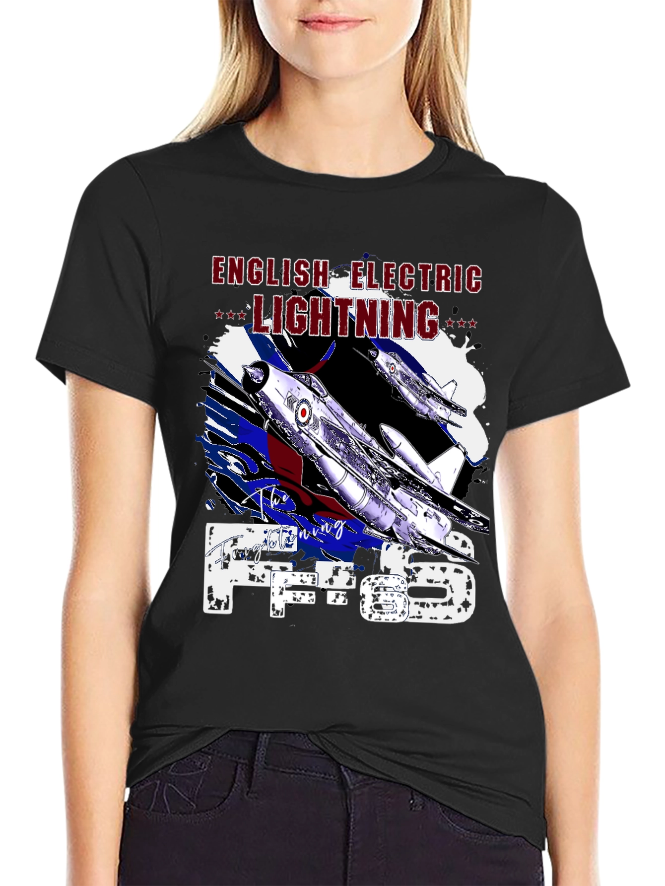Black English Electric Lightning F.6 T-Shirt view 2