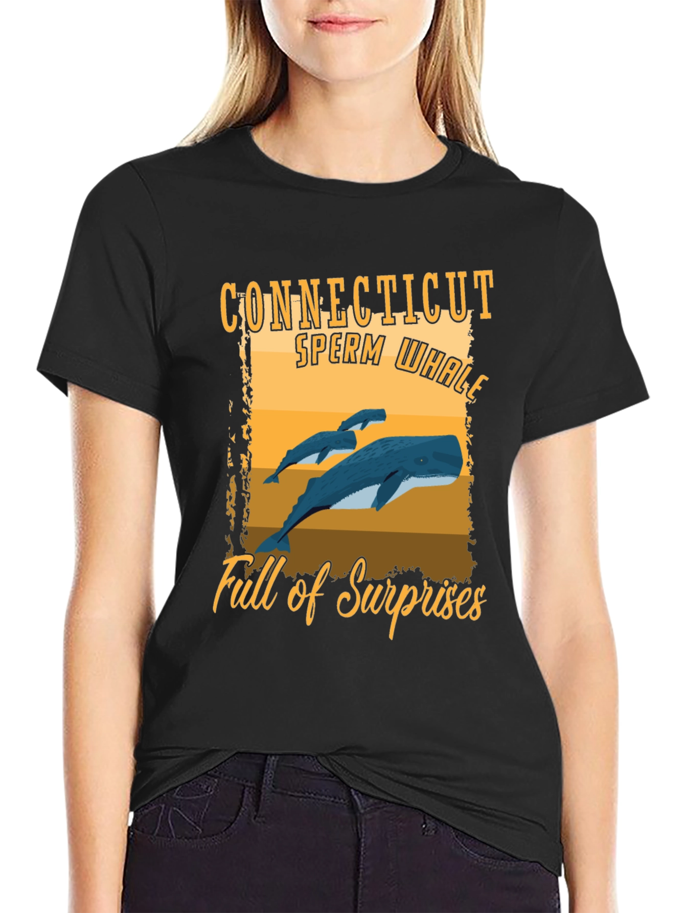 Black Connecticut Sperm Whale T-Shirt: Full of Surprises  view 2