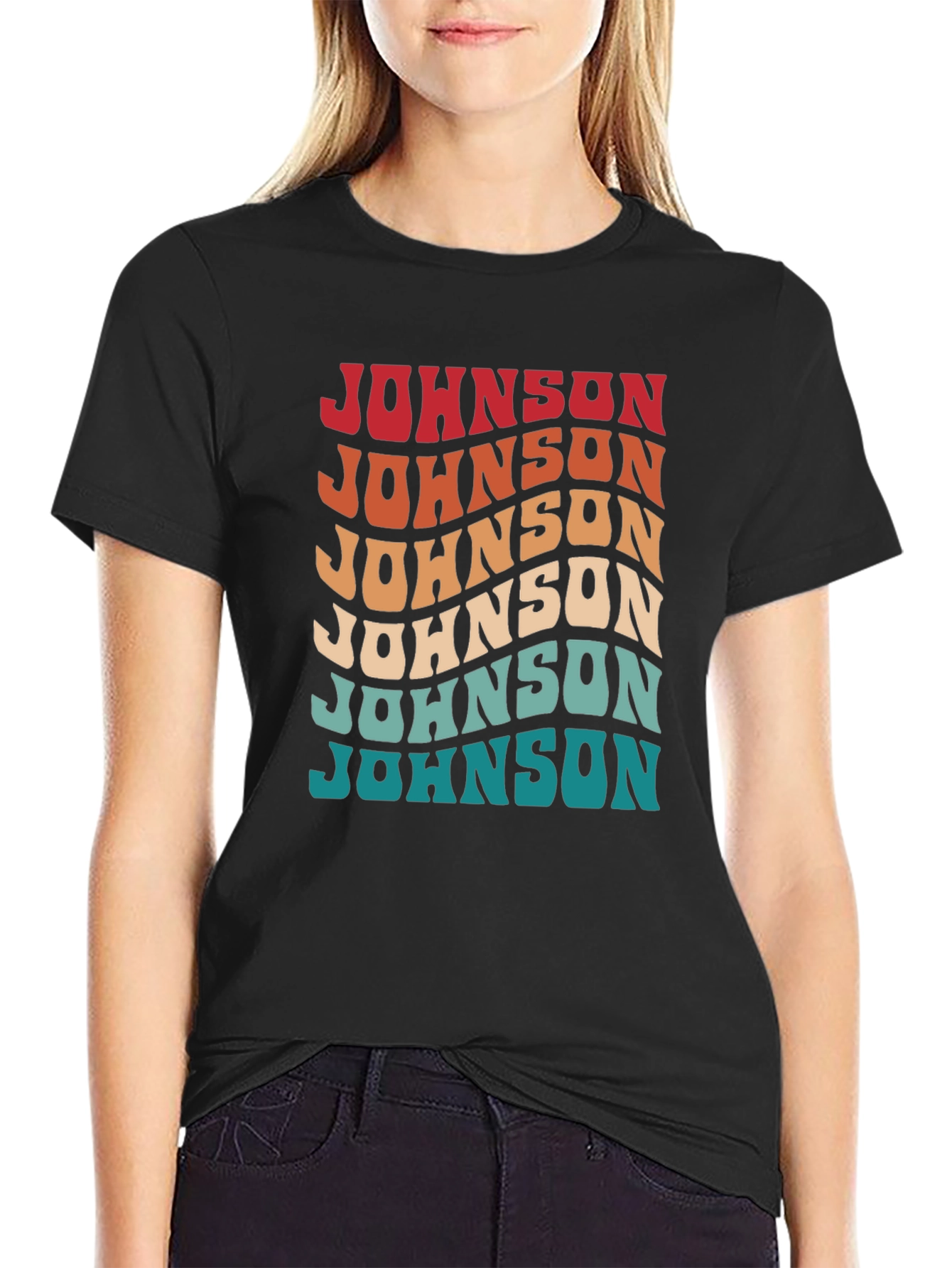 Black Retro "Johnson" Graphic Tee view 2