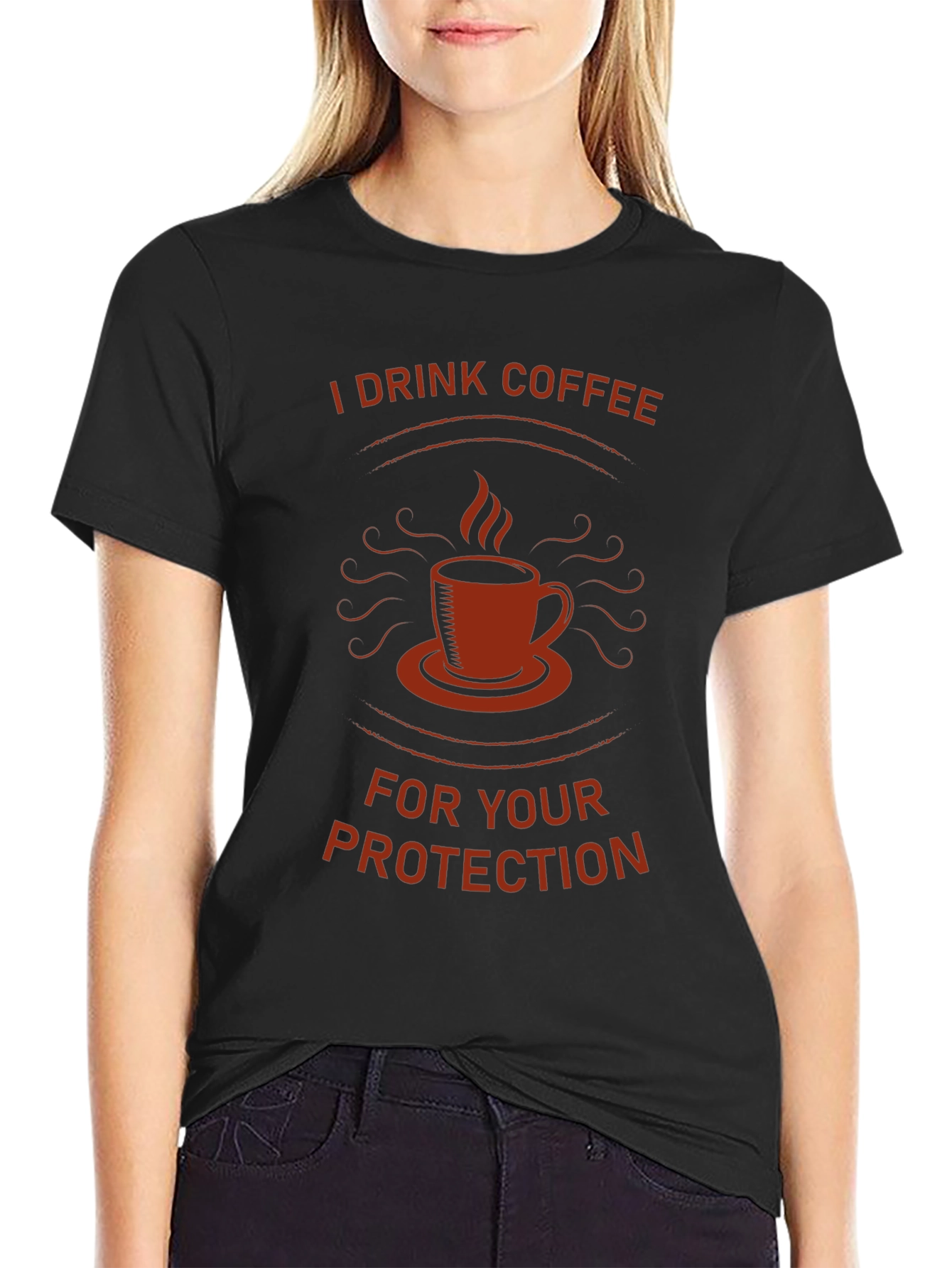 Black I Drink Coffee For Your Protection T-Shirt view 2
