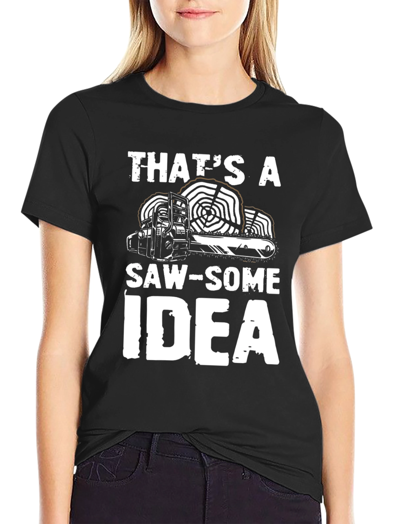 Black That's a Saw-Some Idea Graphic T-Shirt view 2