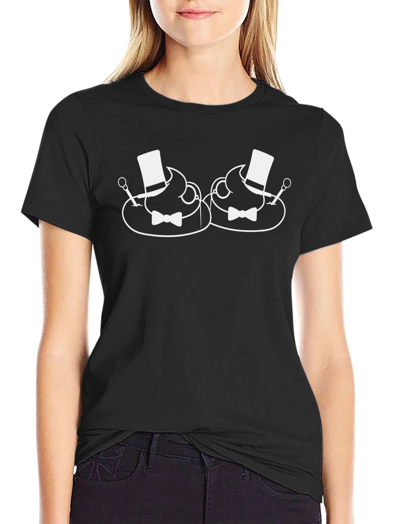 Black Dapper Duo T-Shirt - Unique Graphic Tee view 2