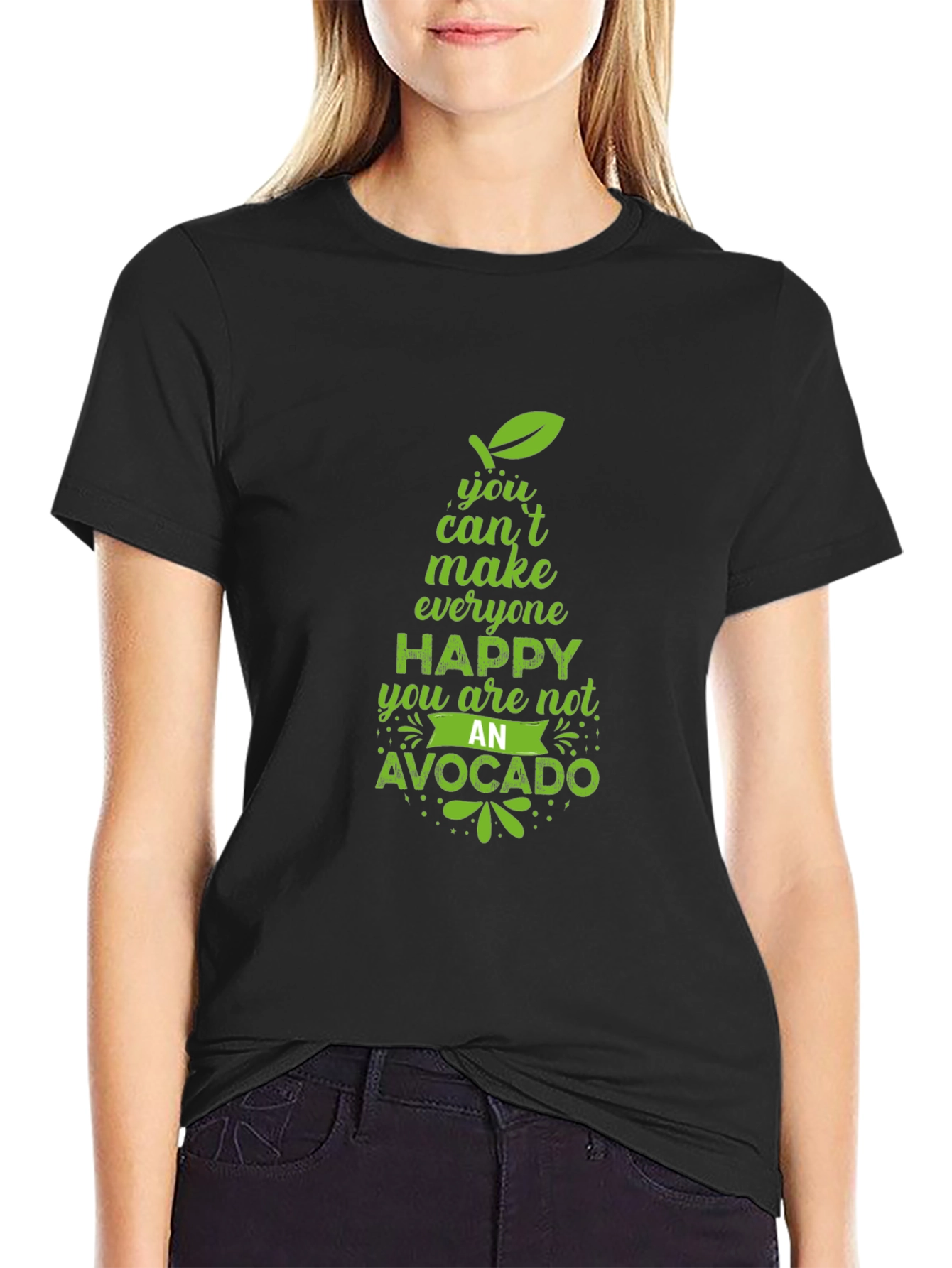 Black Avocado Happy T-Shirt - Funny Graphic Tee view 2