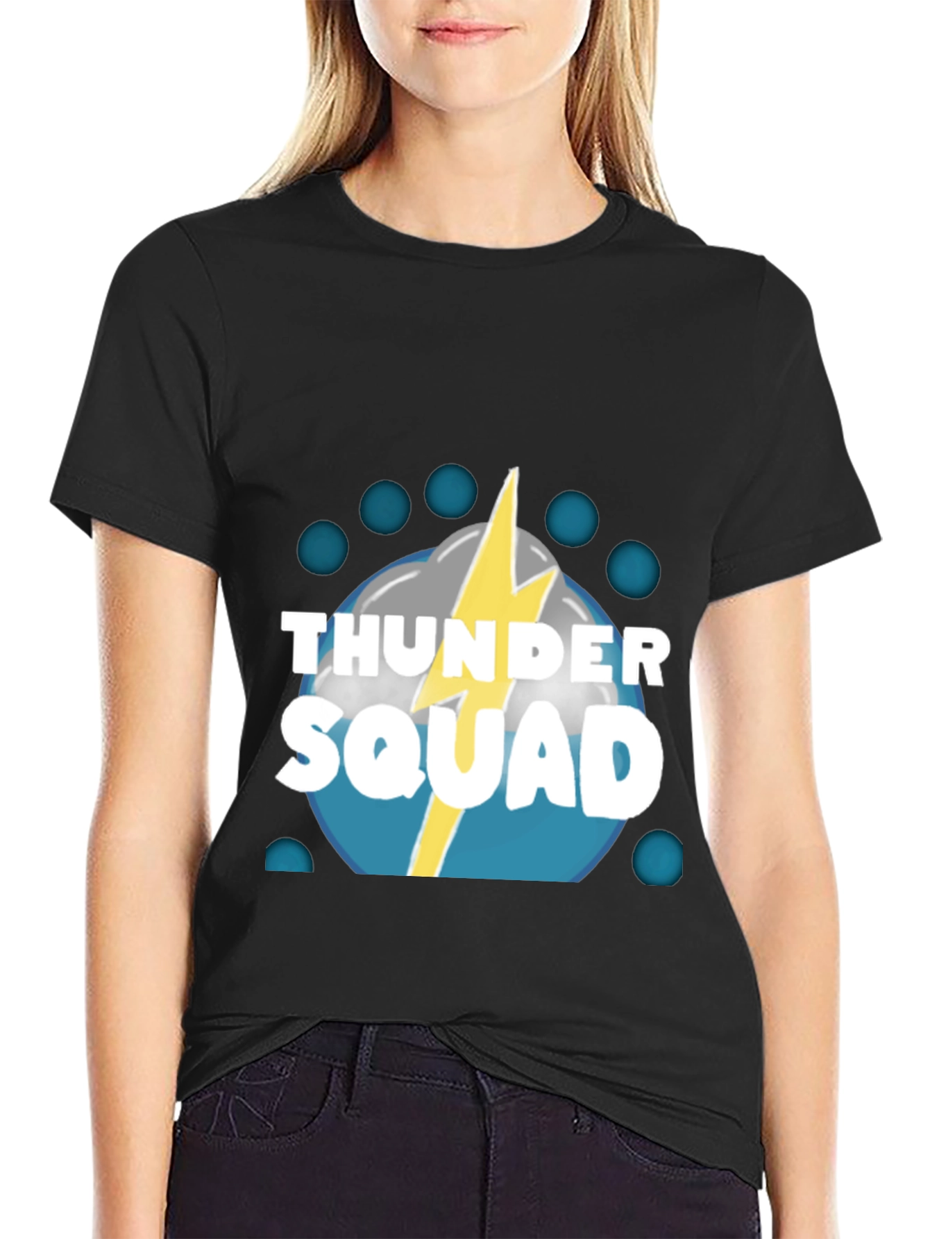 Black Thunder Squad Graphic Tee - Black Crew Neck T-Shirt view 2