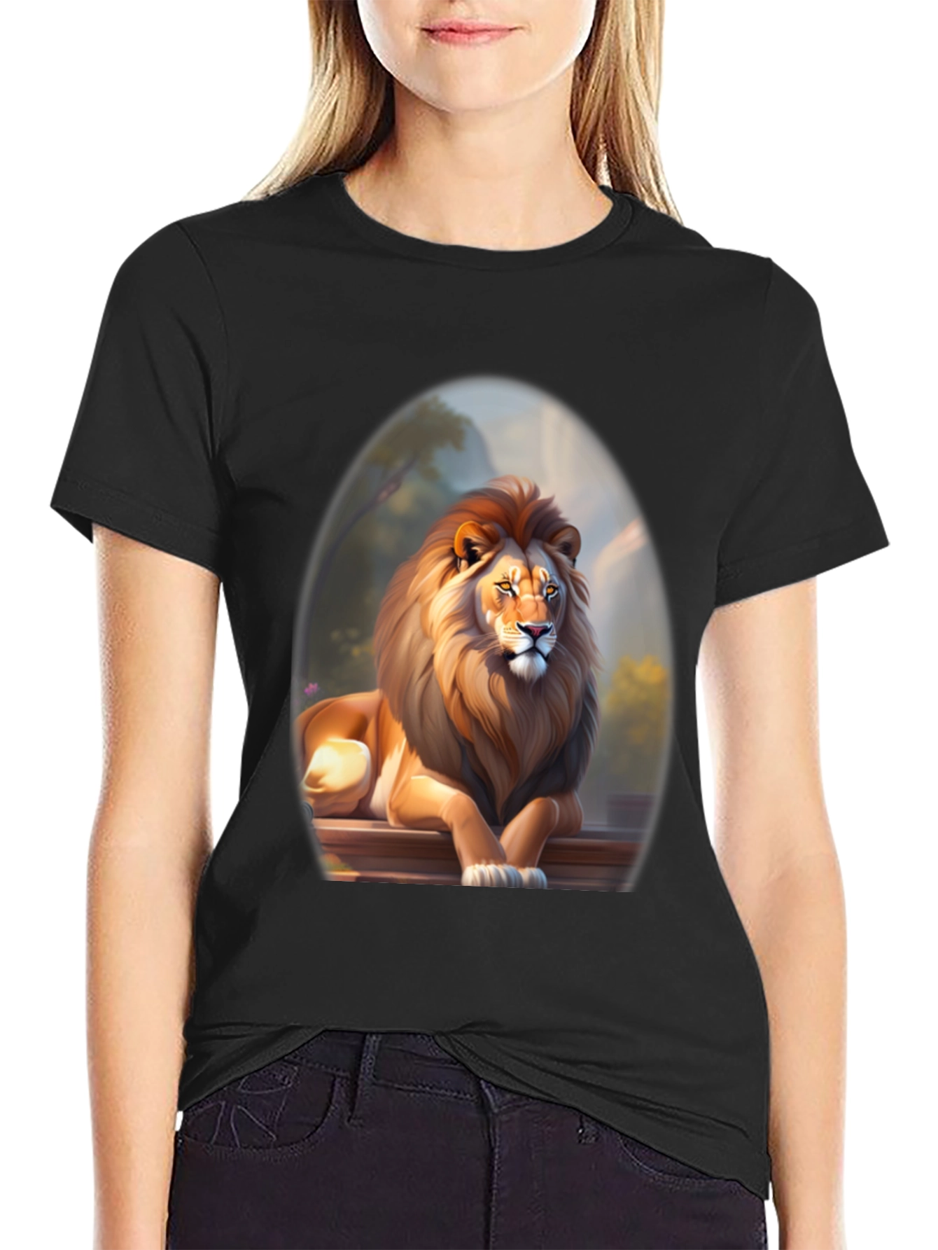 Black Lion Graphic Tee - Bold Black T-Shirt view 2