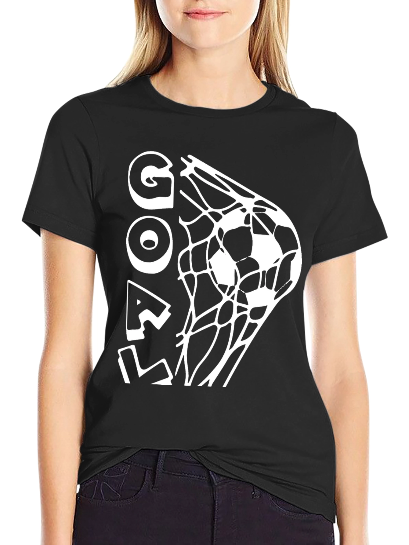 Black Goal Soccer T-Shirt - Black Graphic Tee view 2