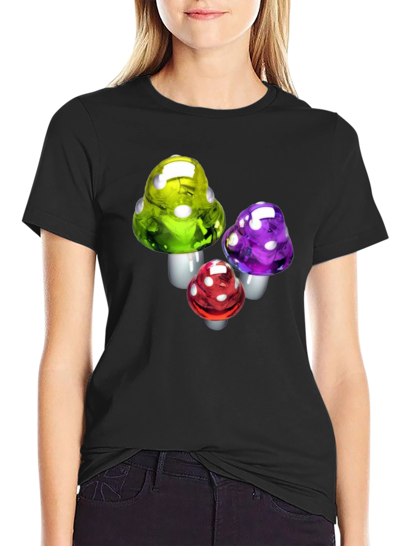 Black Mushroom T-Shirt - Funky Fungi Design view 2