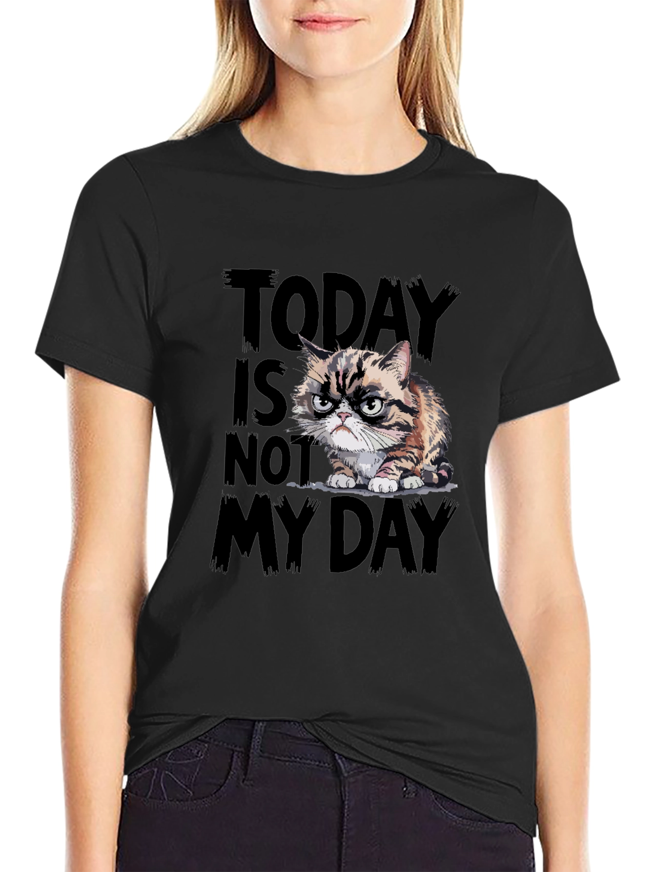 Black Grumpy Cat T-Shirt - Today Is Not My Day view 2