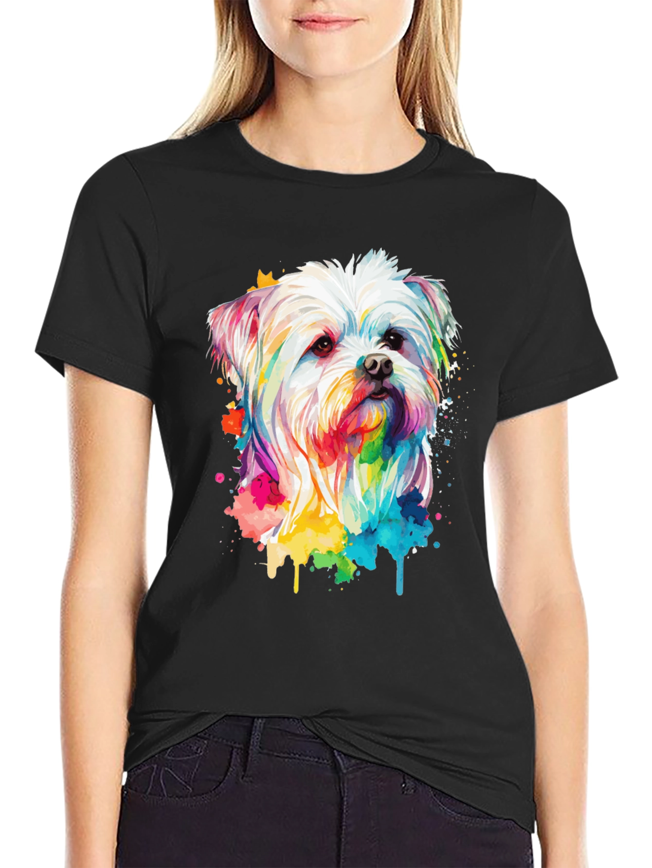 Black Rainbow Dog T-Shirt view 2