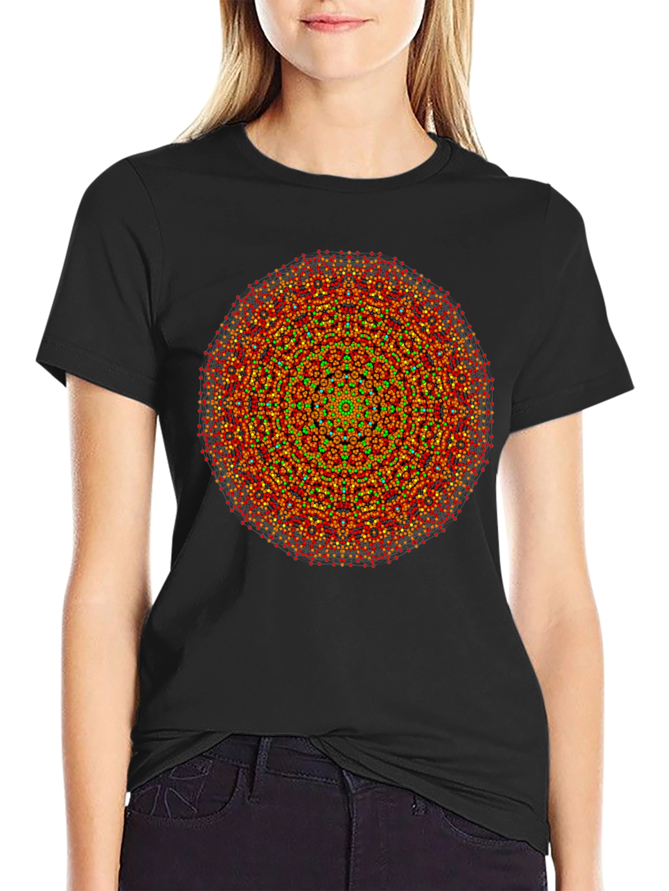 Black Vibrant Mandala Graphic Tee - Black Cotton Comfort view 2
