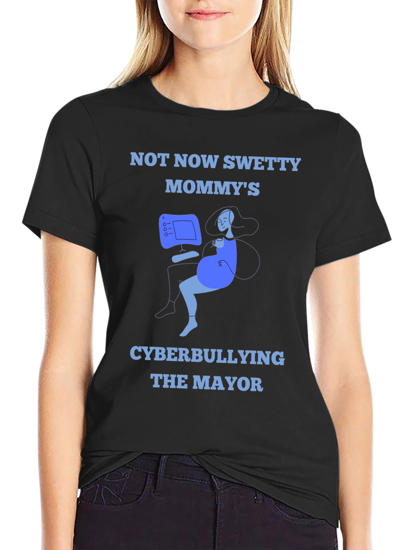 Black Cyberbullying Mommy T-Shirt - Funny Graphic Tee view 2
