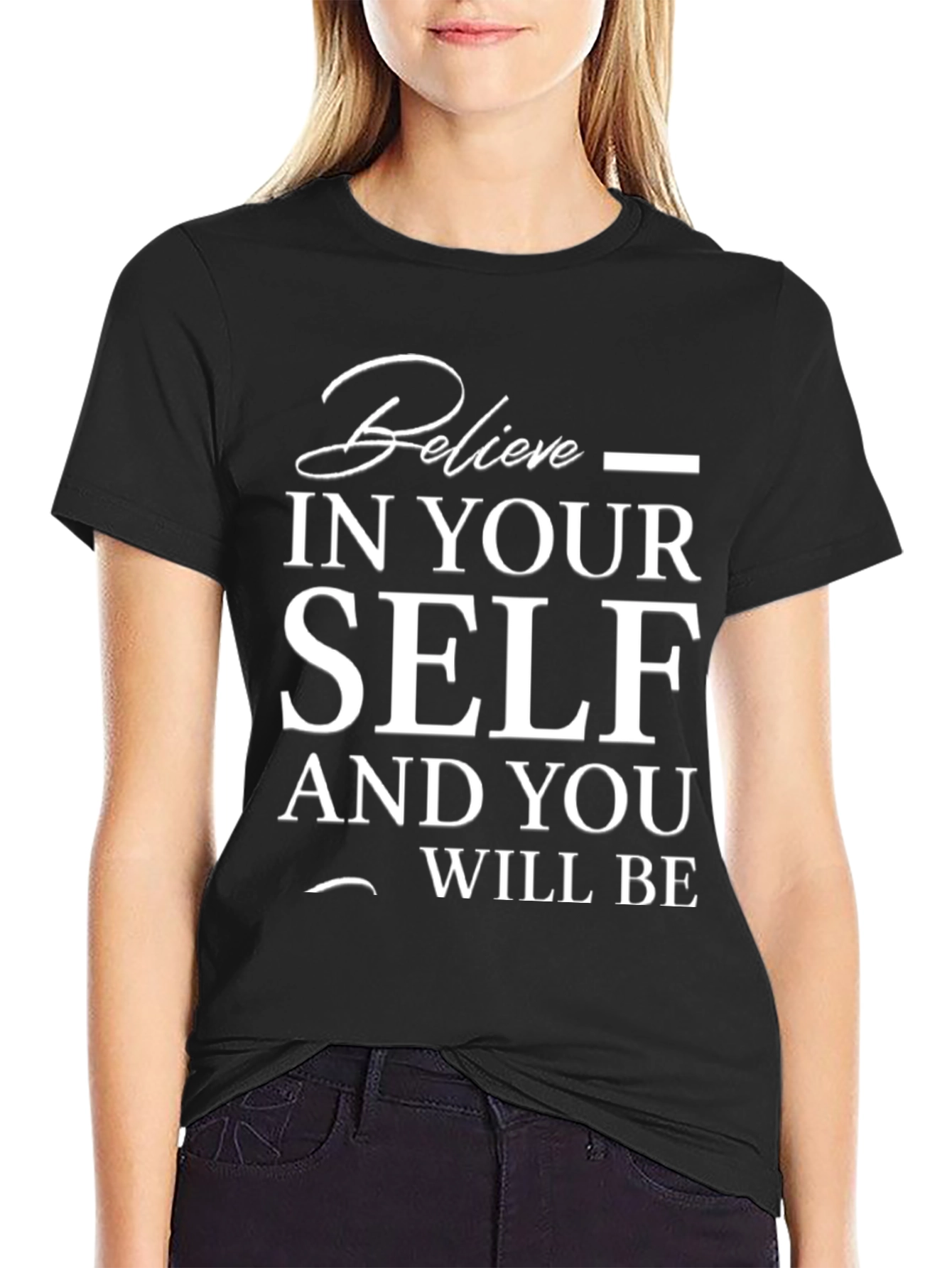 Black Believe in Yourself T-Shirt - Motivational Tee view 2