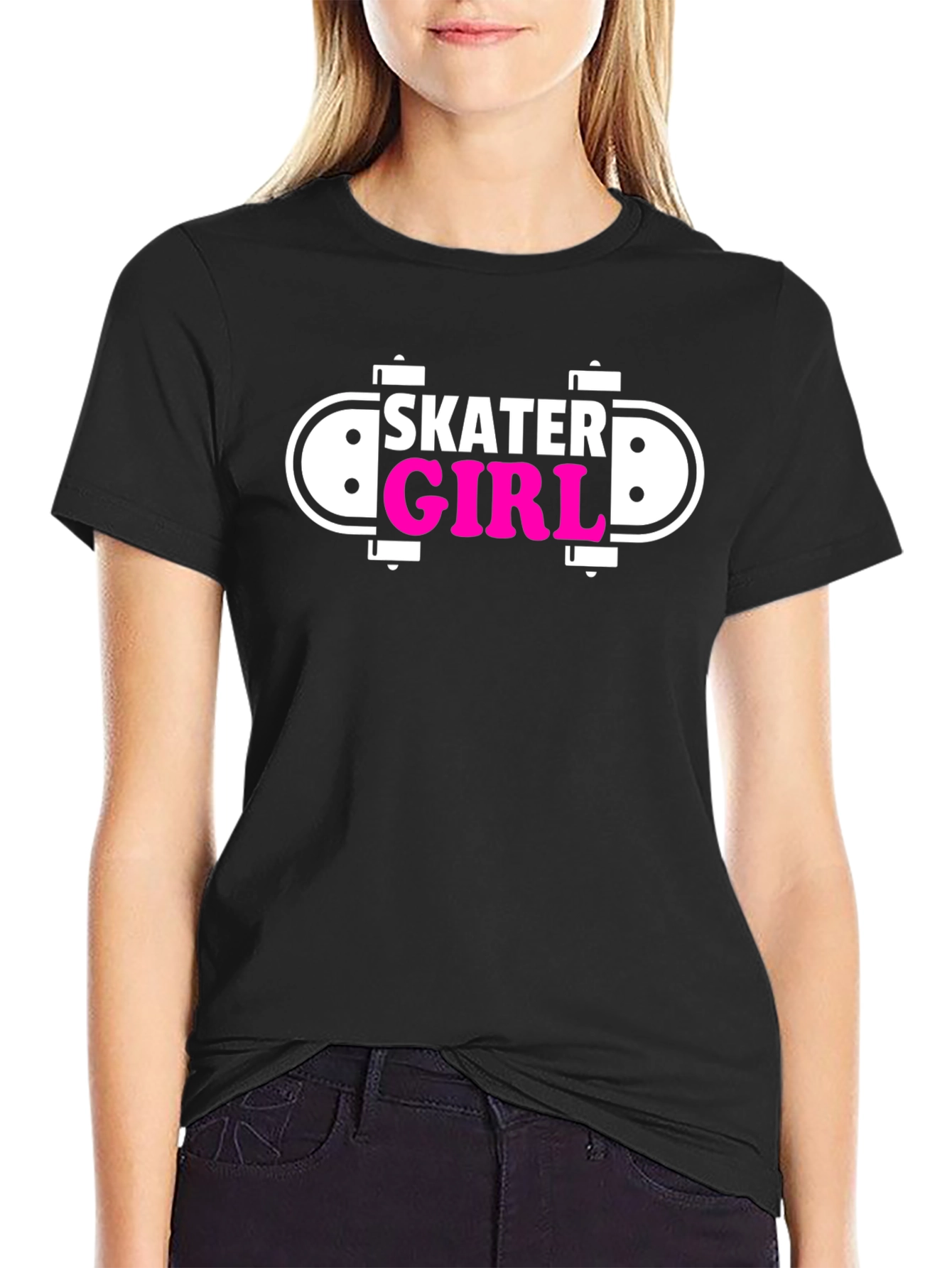 Black Skater Girl Black Graphic Tee view 2