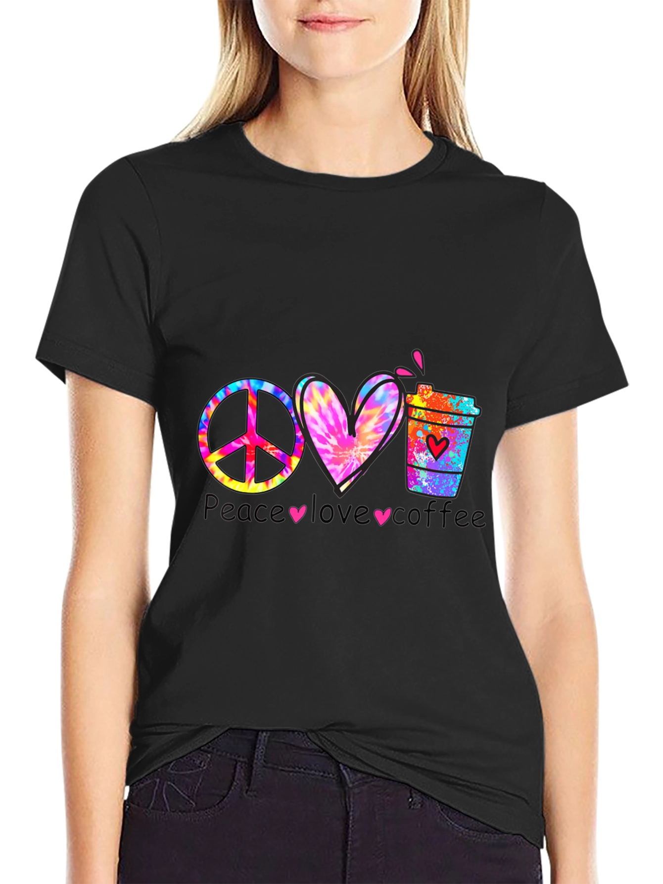 Black Peace Love Coffee Graphic Tee view 2