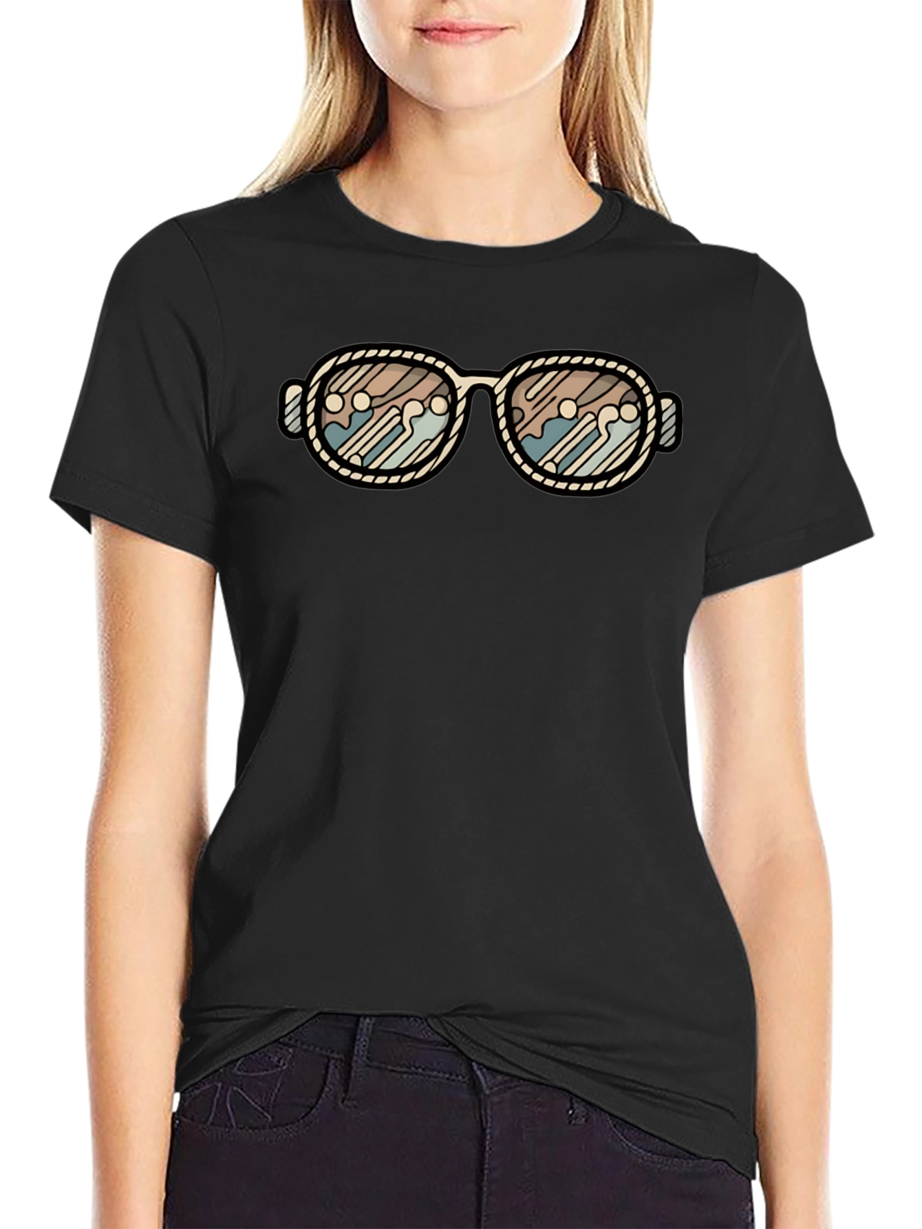 Black Retro Sunglasses Graphic T-Shirt - Cool Stylish Tee view 2