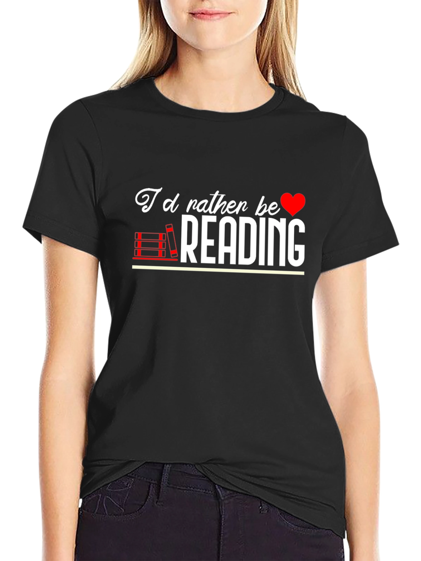Black I'd Rather Be Reading Graphic Tee view 2