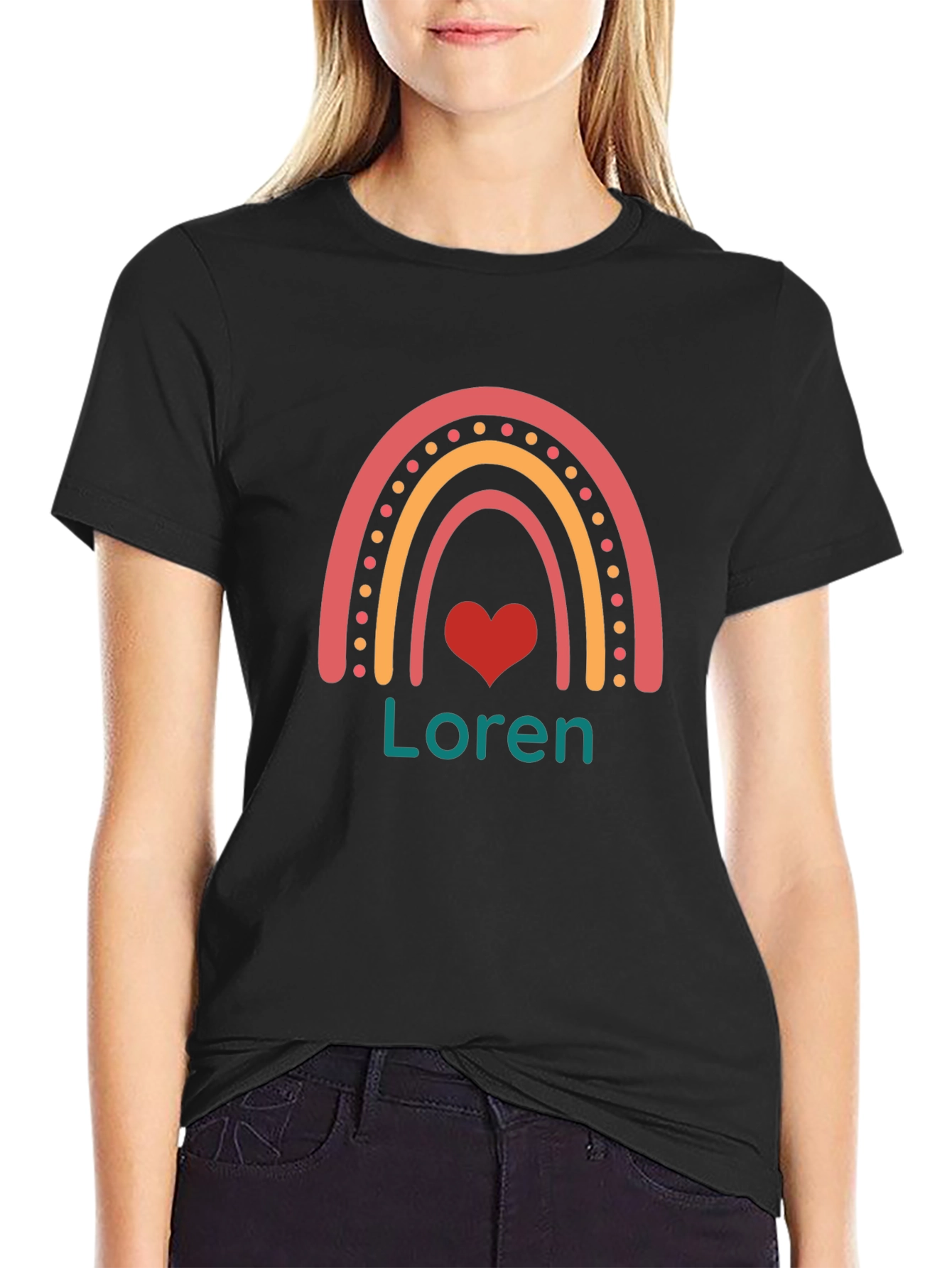 Loren Rainbow Heart Personalized T-Shirt - 2