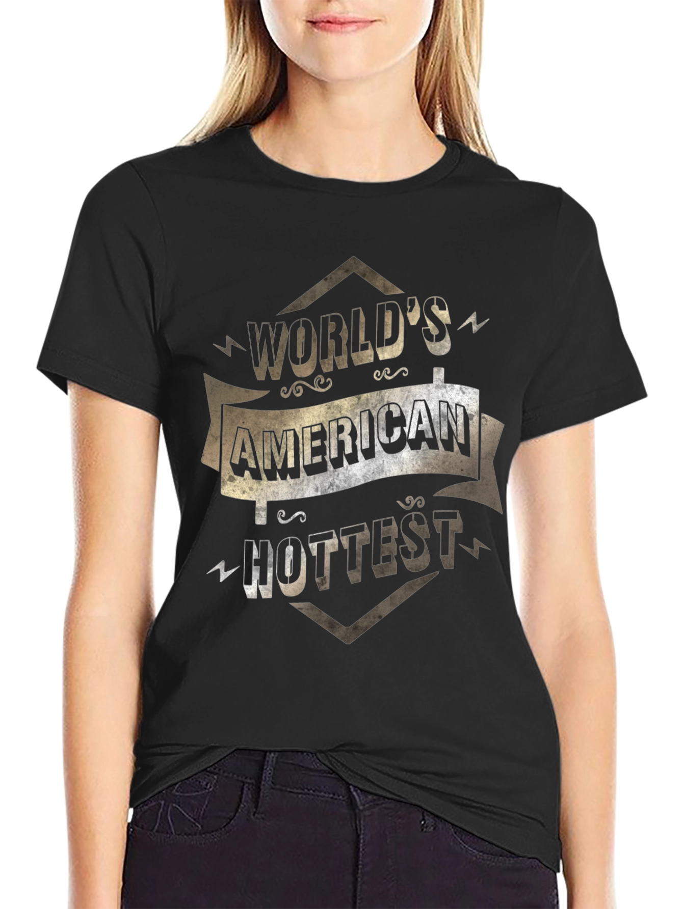Black World's Hottest American T-Shirt view 2