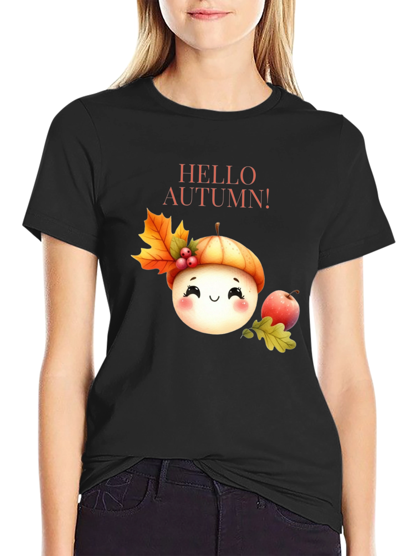 Black Hello Autumn Black T-Shirt view 2