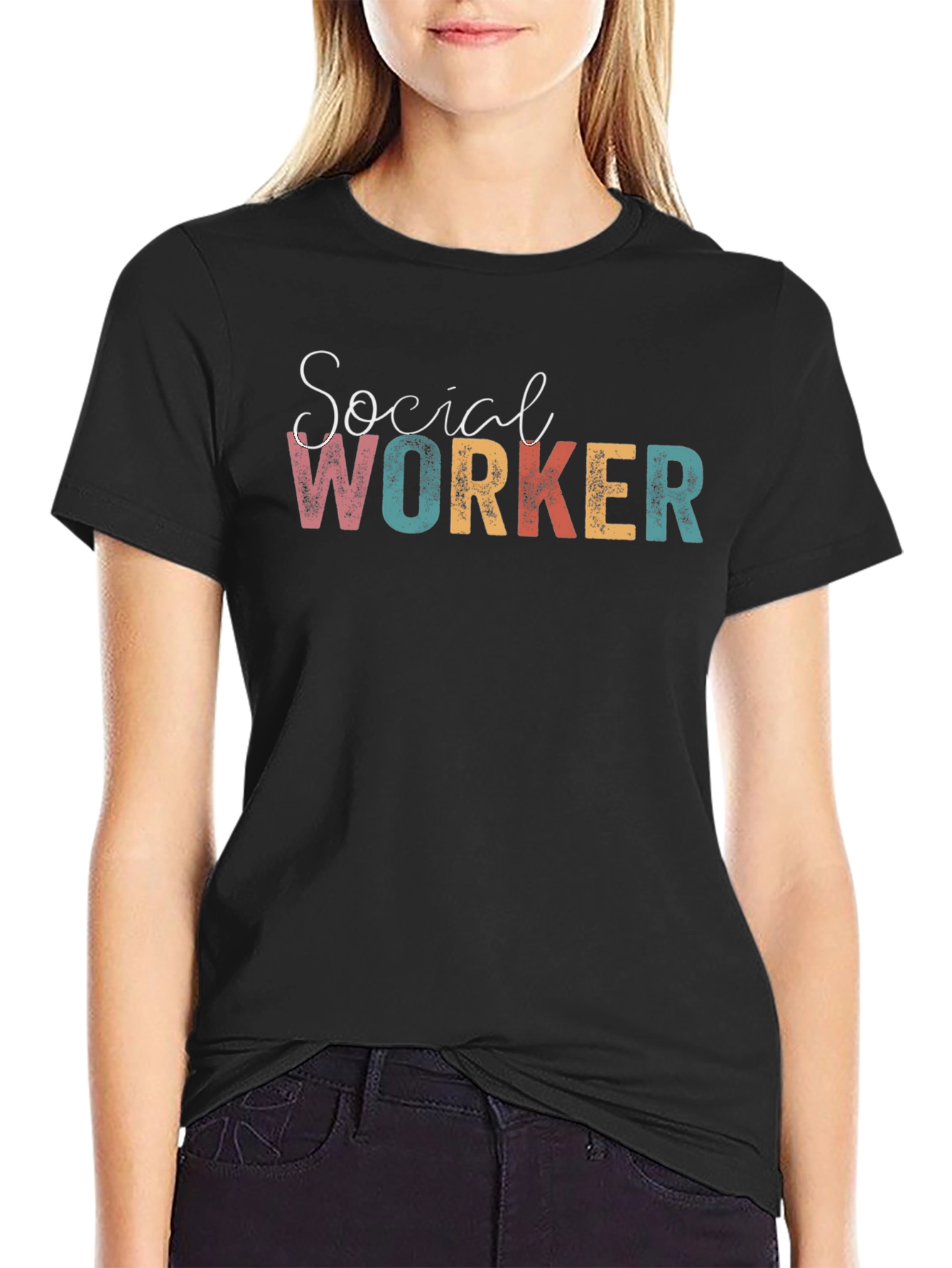 Black Social Worker Graphic Tee - Unisex Cotton T-Shirt view 2