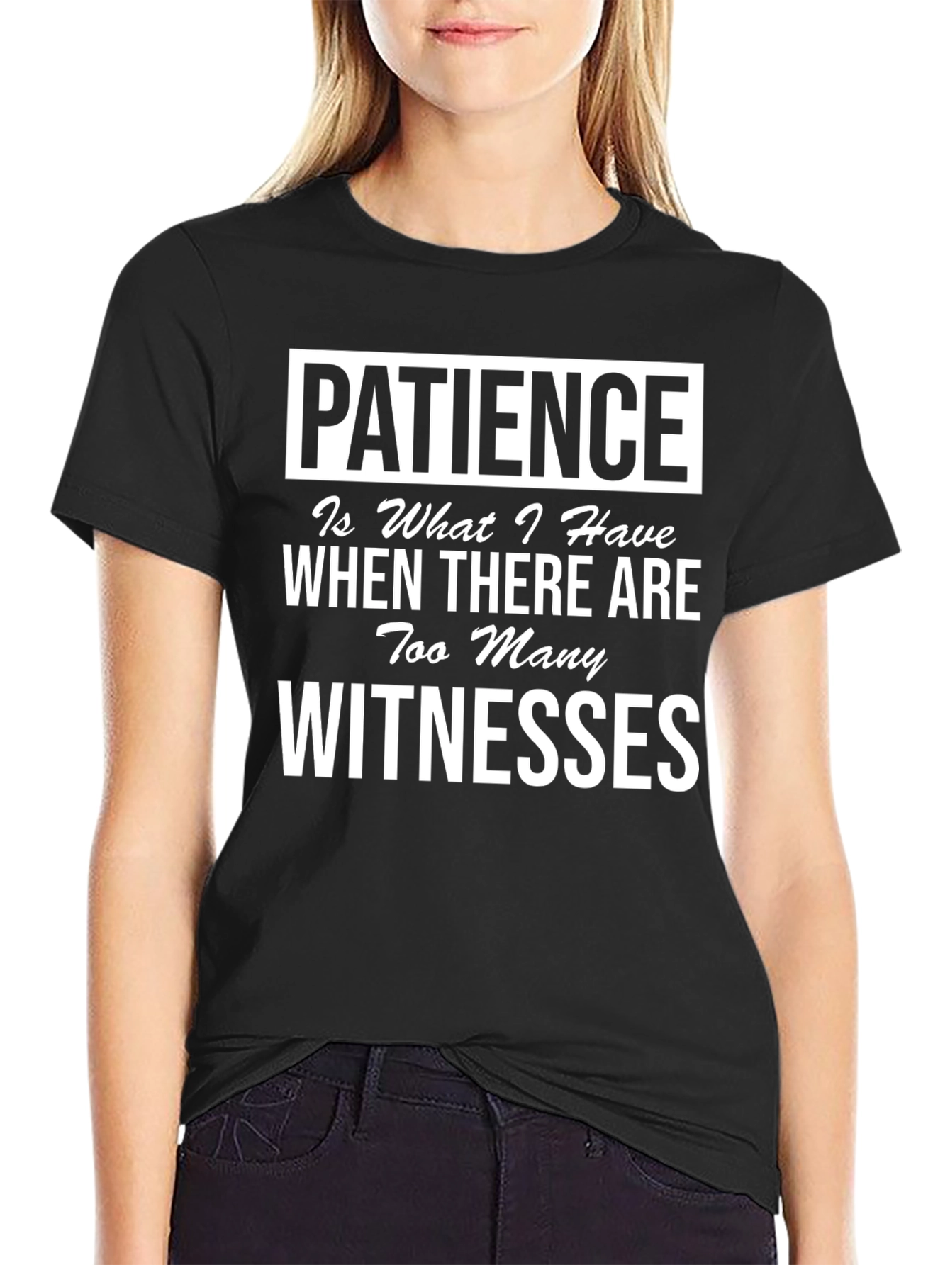 Black Patience Funny Graphic Tee - Black view 2