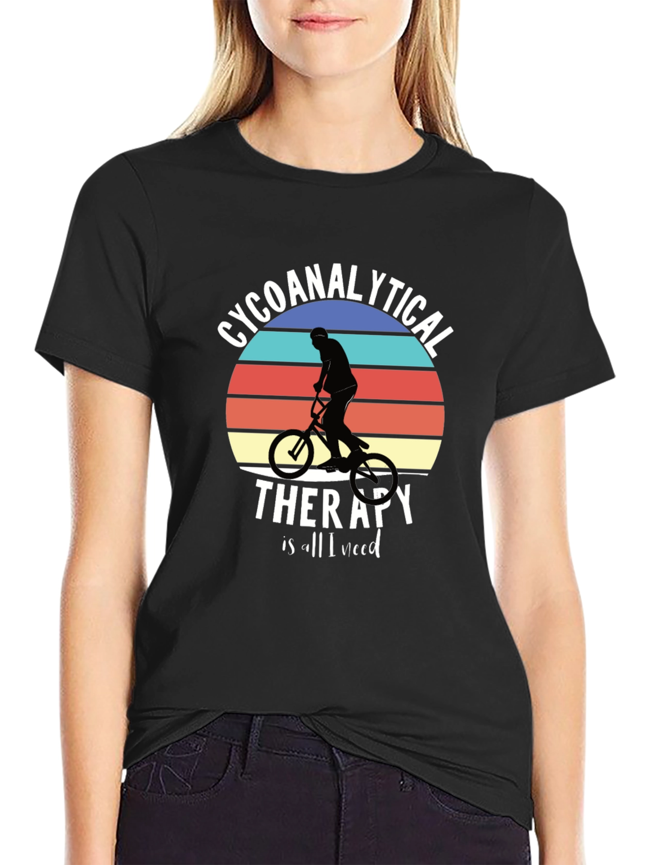 Black Psychoanalytical Therapy Biking T-Shirt view 2