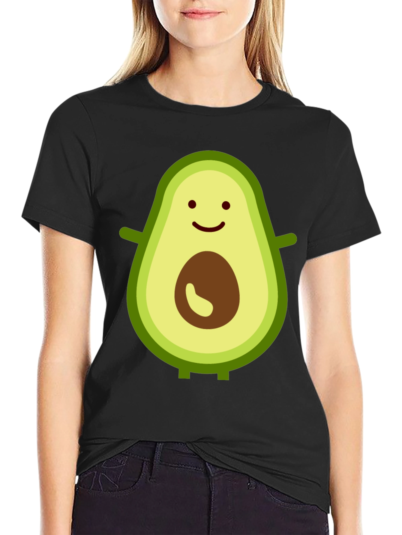 Funny Avocado Graphic Print Black Tee - 2