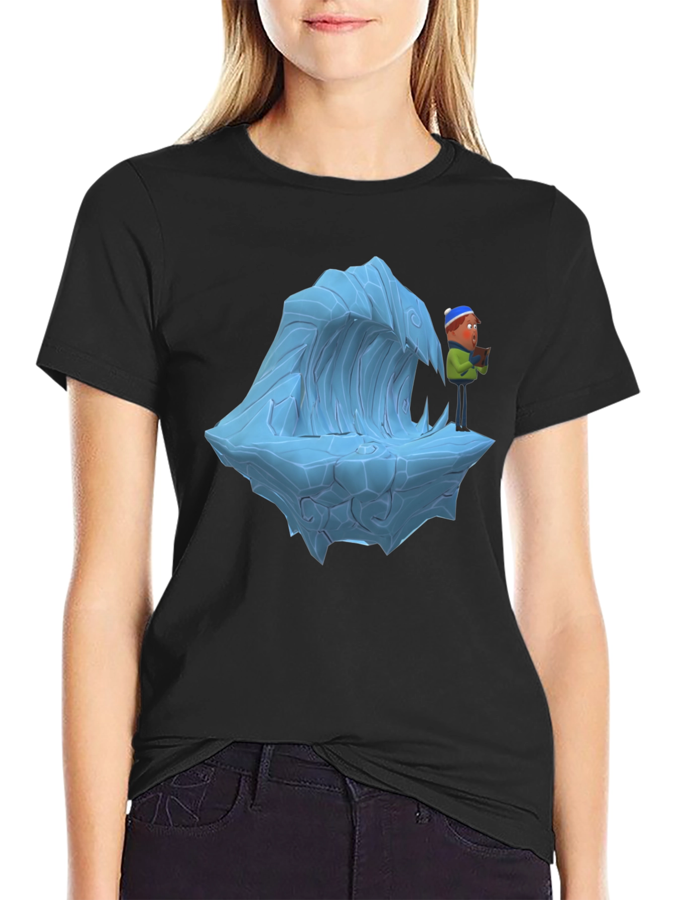 Black Cartoon Ice Wave T-Shirt view 2