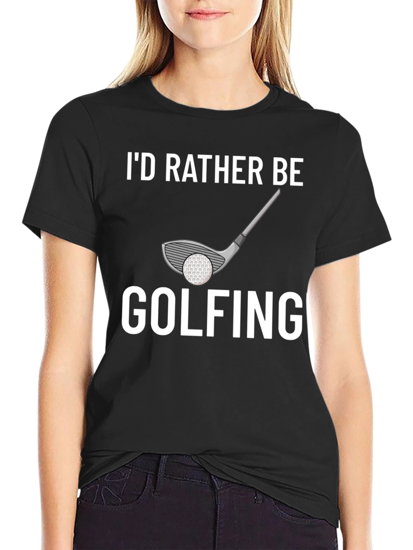 Black I'd Rather Be Golfing Tee - Black Cotton Blend Shirt view 2