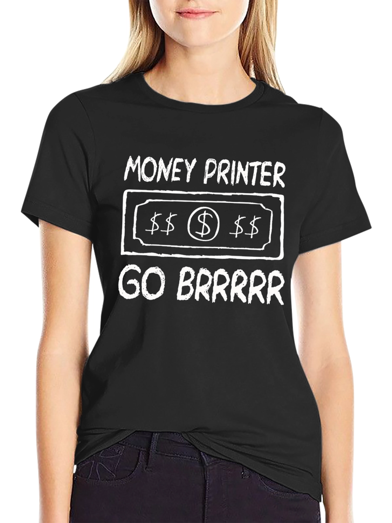 Black Money Printer GO BRRR T-Shirt view 2