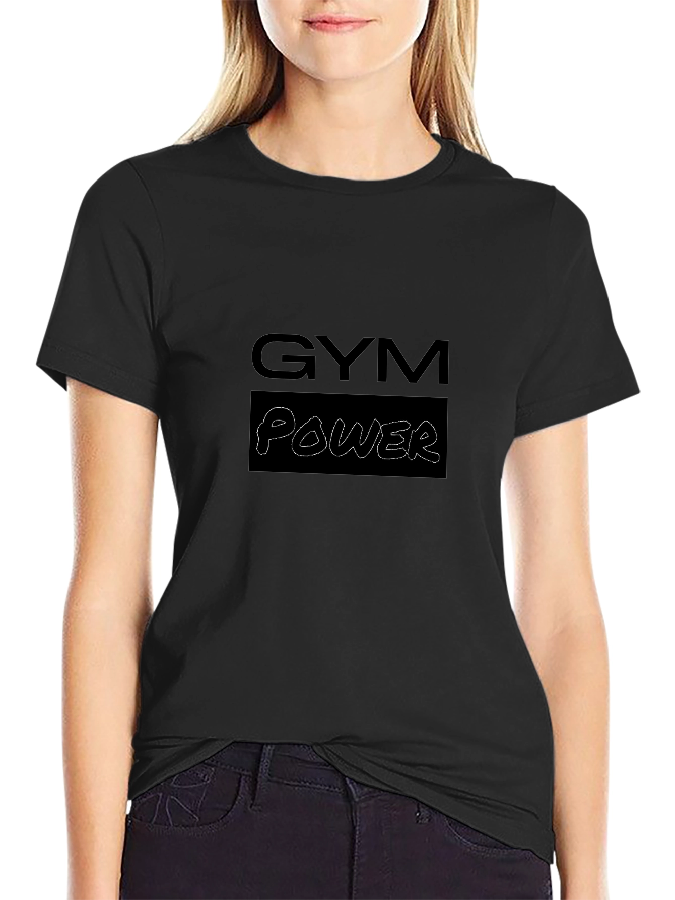 Black Gym Power Graphic Tee - Black Casual T-Shirt view 2