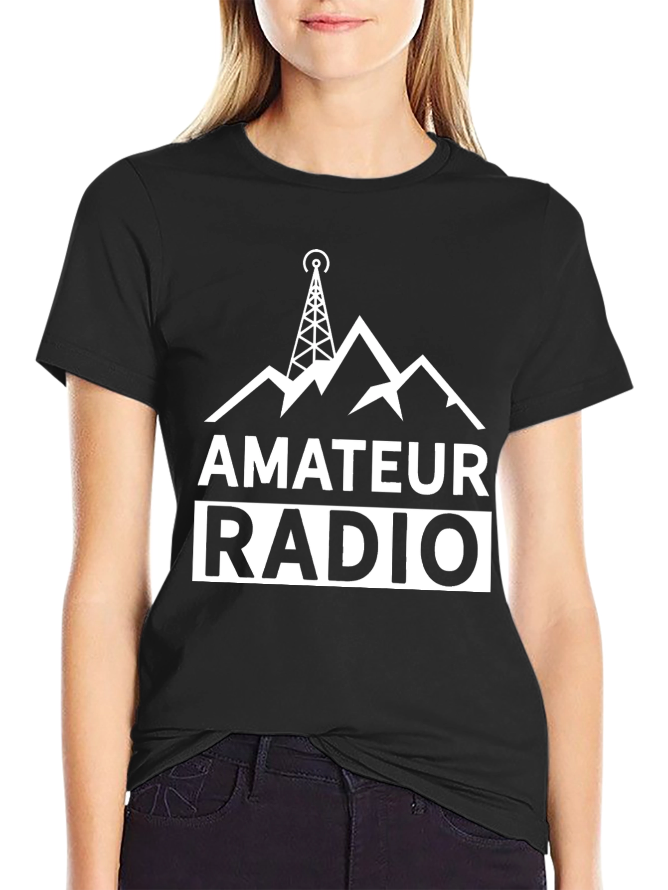 Black Amateur Radio T-Shirt - Ham Operator Design view 2