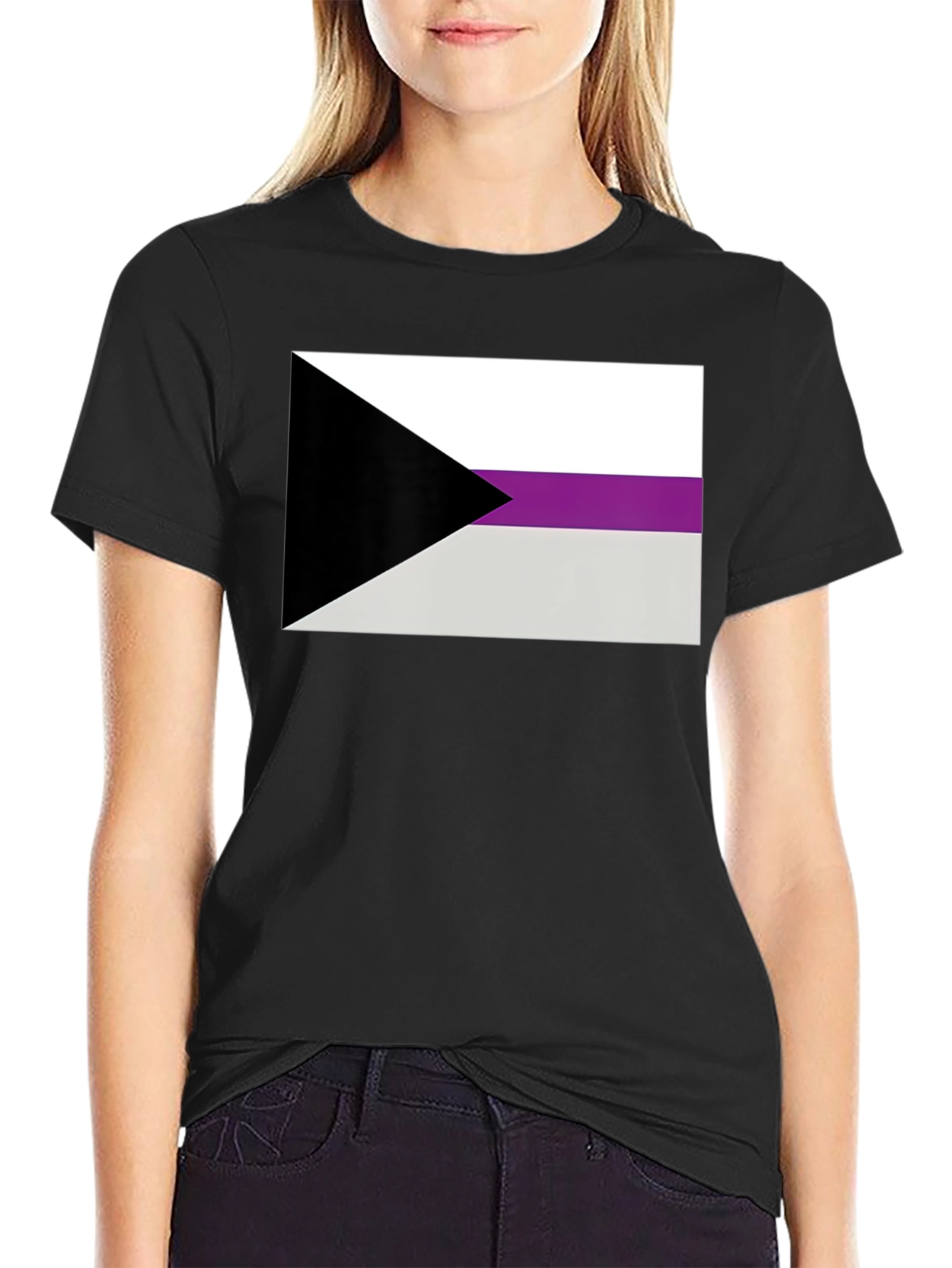 Black Demisexual Pride Flag Graphic T-Shirt - Black Cotton Blend Tee view 2