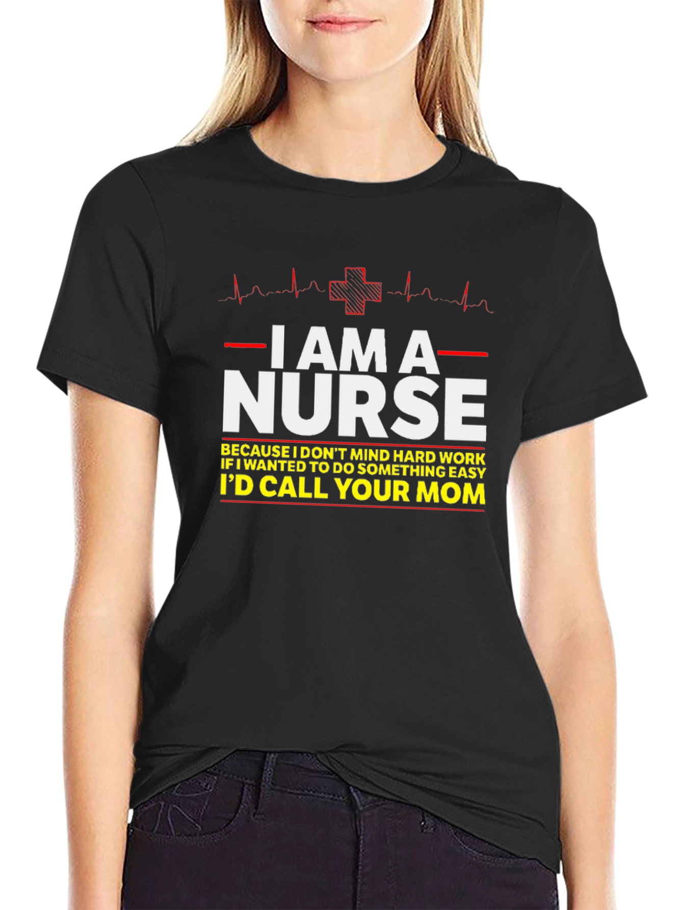 Black I AM A NURSE T-Shirt view 2