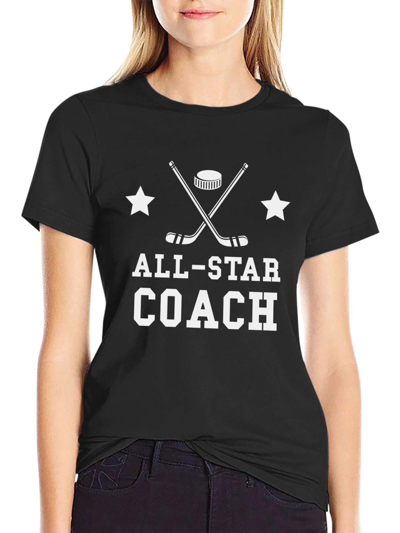 Black All-Star Coach Hockey T-Shirt view 2