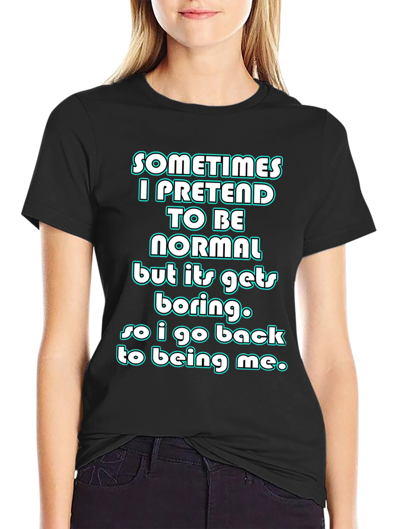 Black Funny "Sometimes I Pretend" Graphic Tee view 2