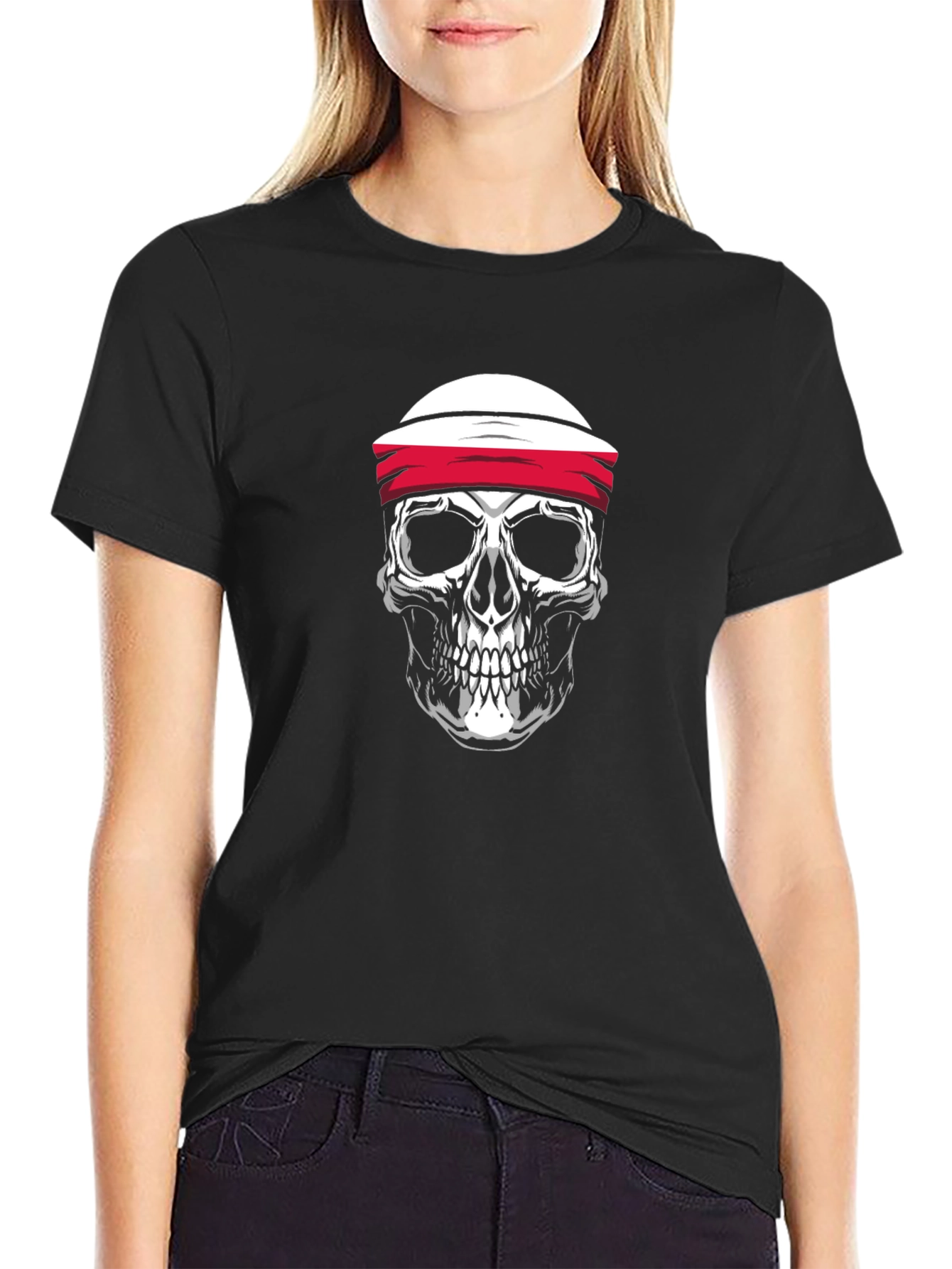 Black Skull Graphic Print T-Shirt - Black view 2