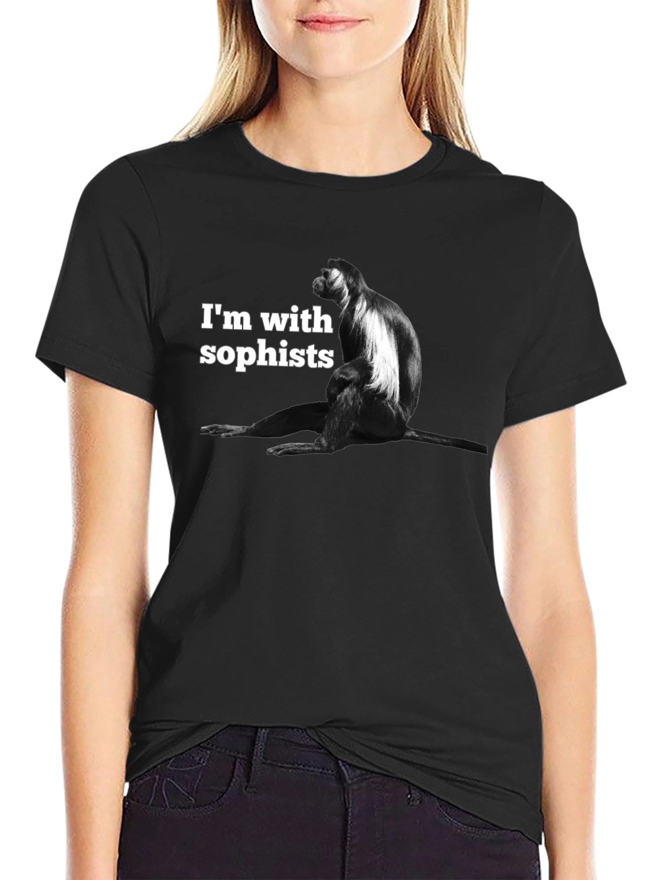 Black I'm With Sophists Black T-Shirt view 2