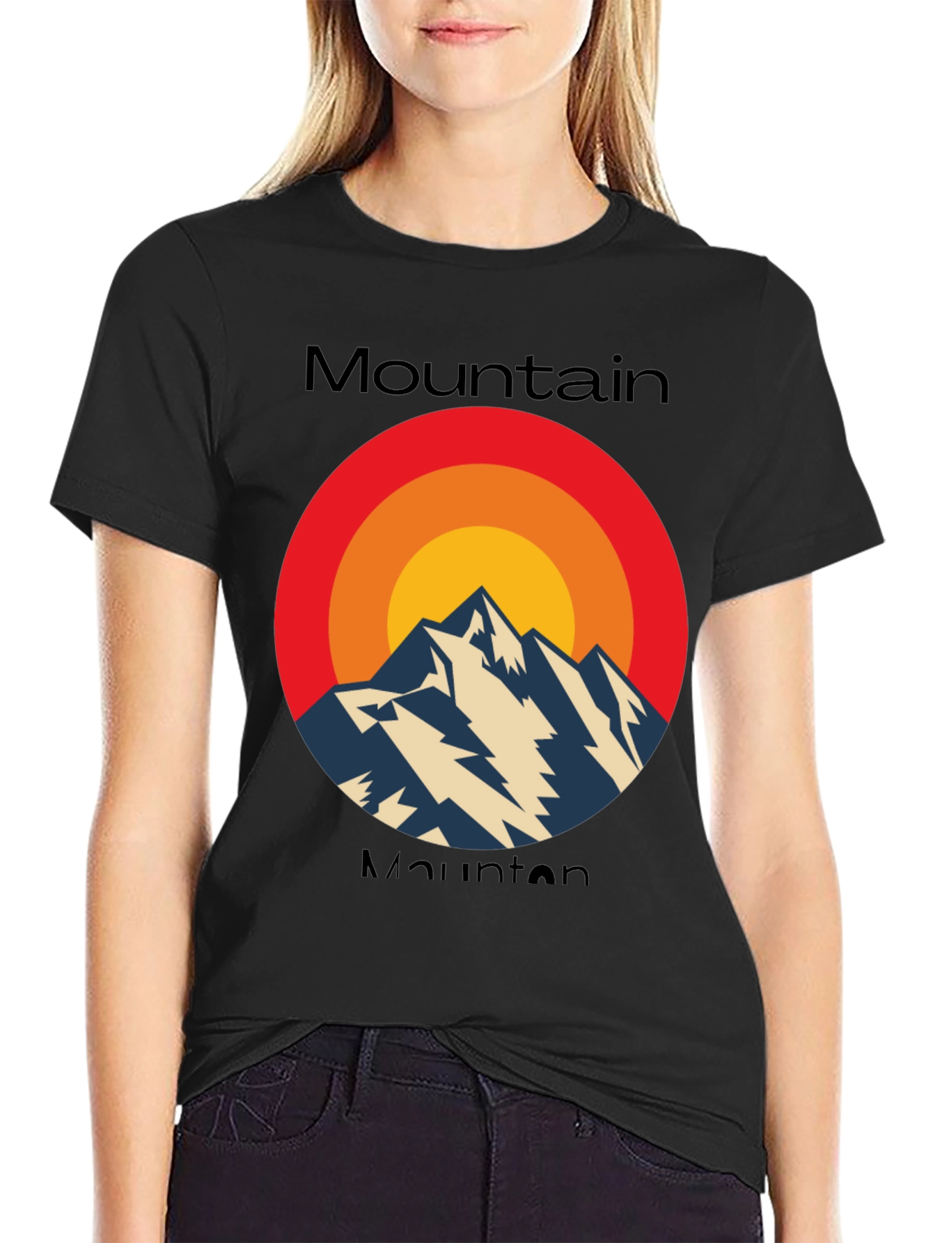 Black Retro Mountain Graphic Tee - Classic Style view 2