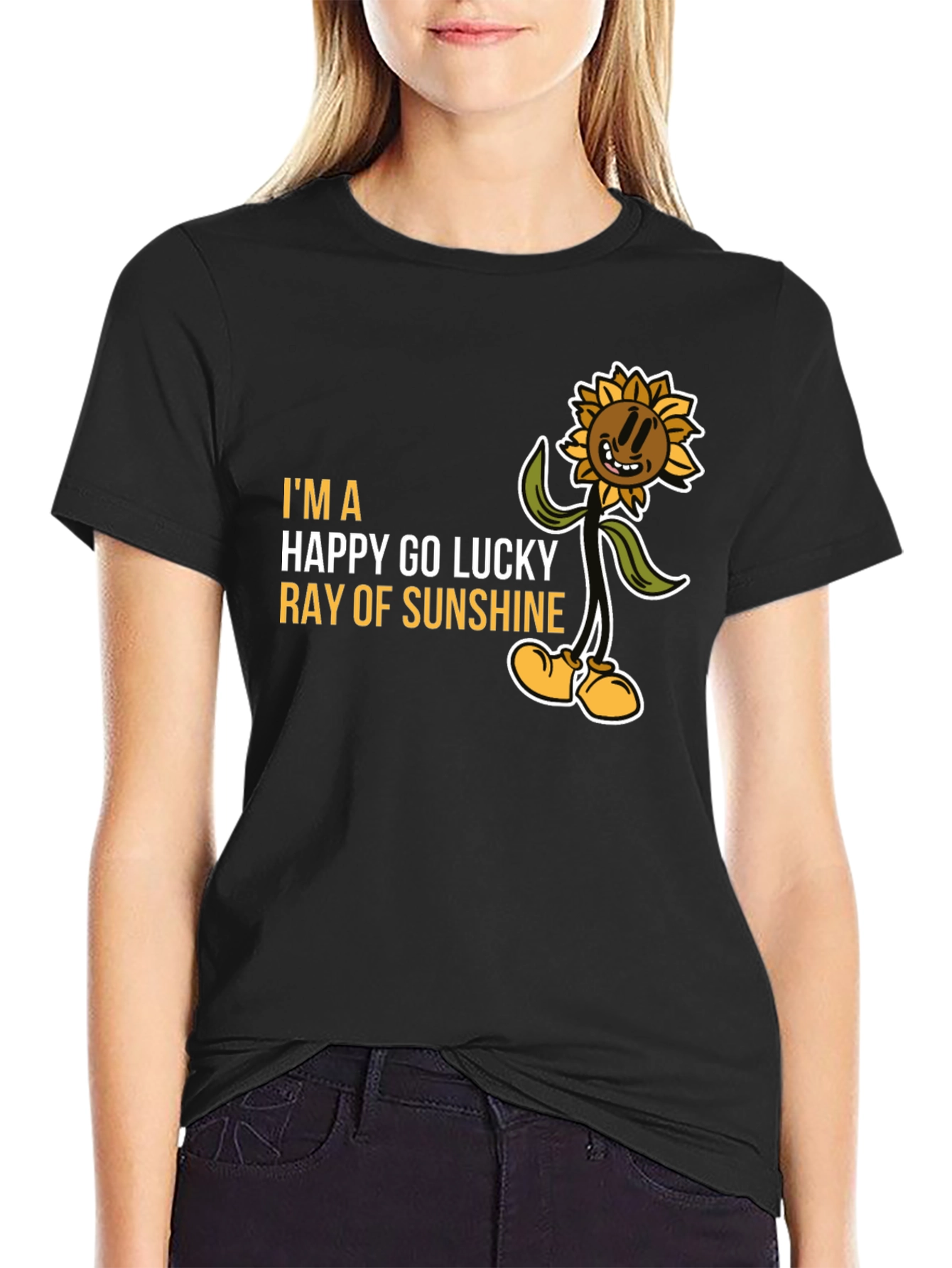 Black Happy Go Lucky Ray of Sunshine Graphic Tee view 2